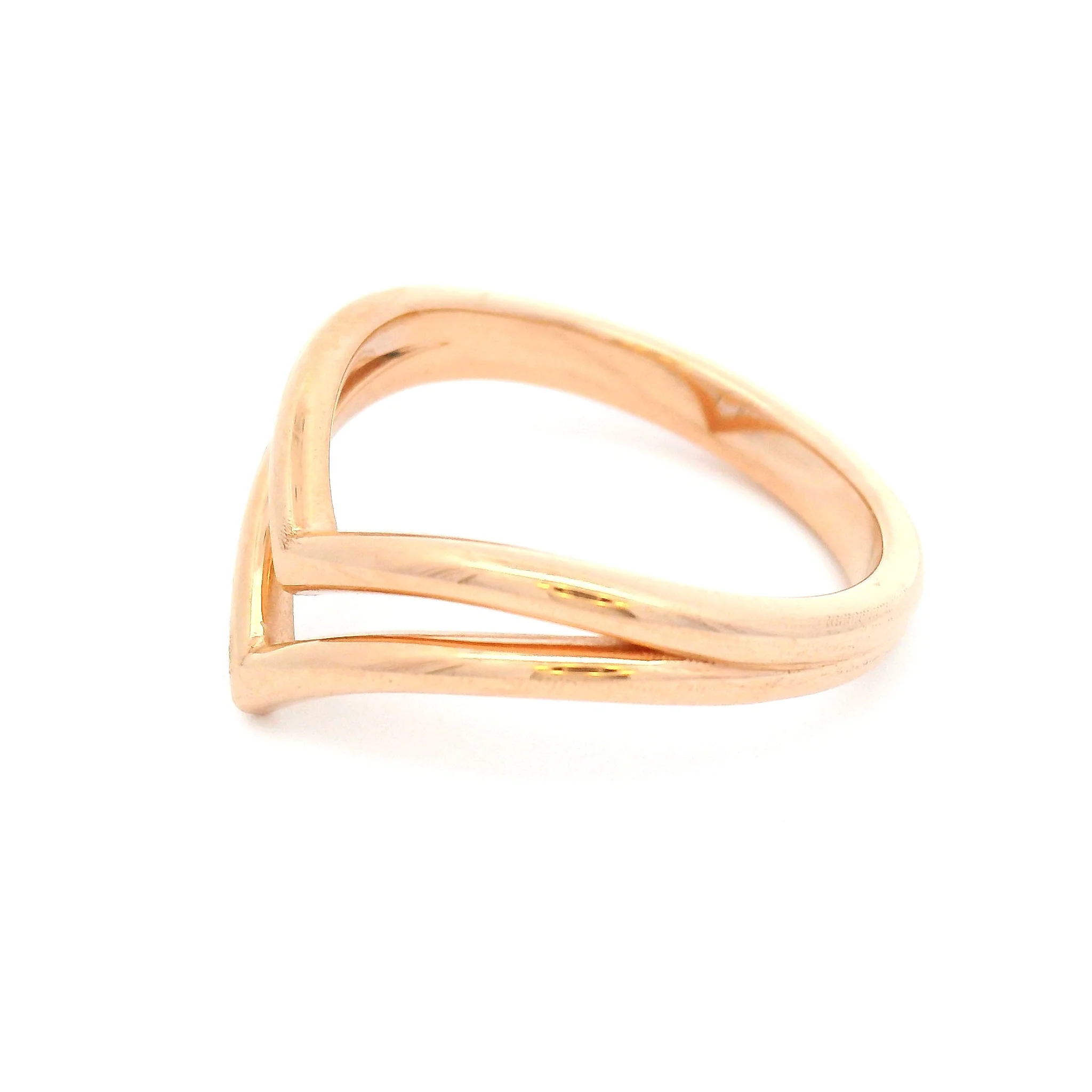 14k Rose Gold Double Chevron Wedding Band - Image 3