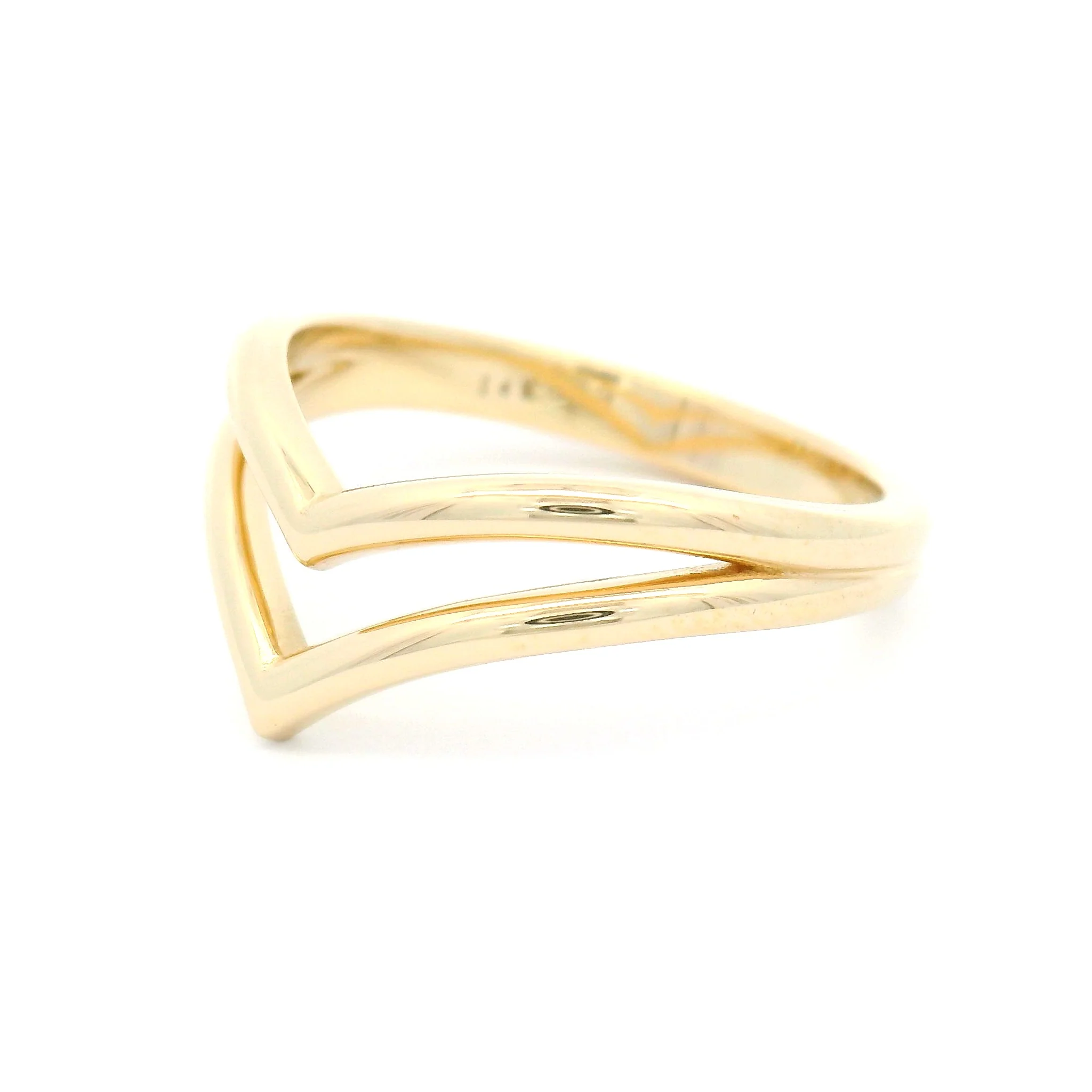 14k Yellow Gold Double Chevron Wedding Band - Image 3