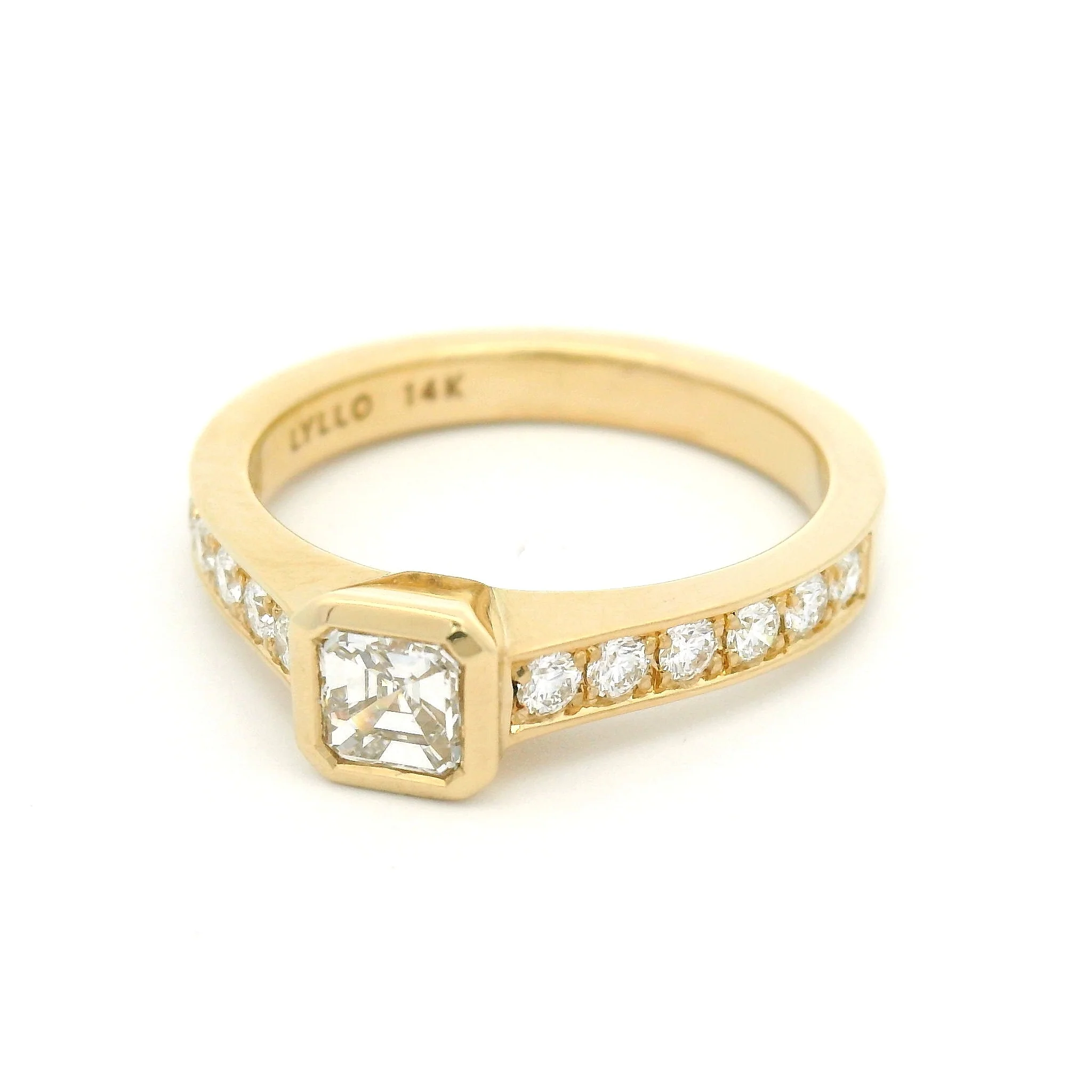 14k Yellow Engagement Ring with Natural 0.41ct Asscher-Cut Diamond and Accent Diamonds - Image 2