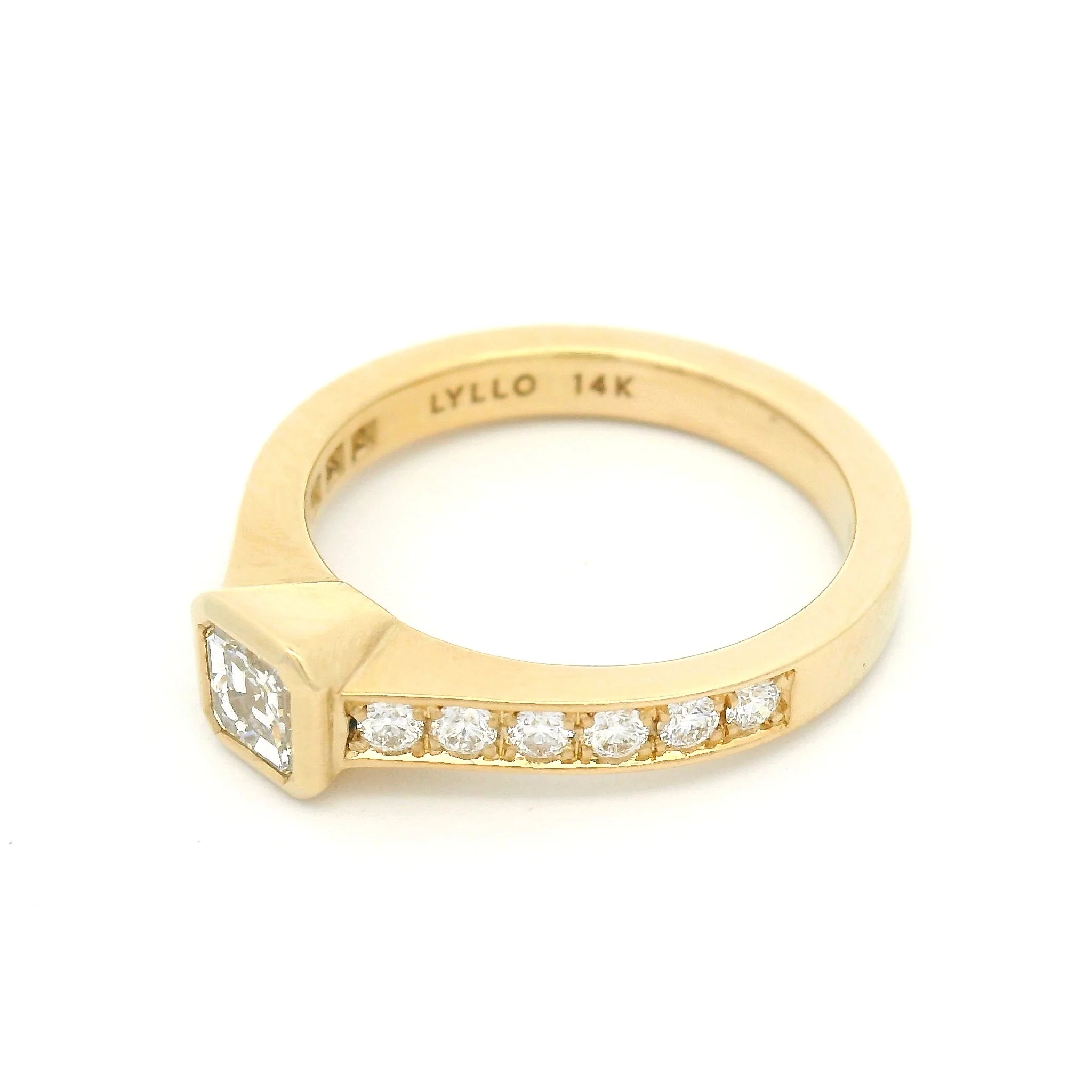 14k Yellow Engagement Ring with Natural 0.41ct Asscher-Cut Diamond and Accent Diamonds - Image 3