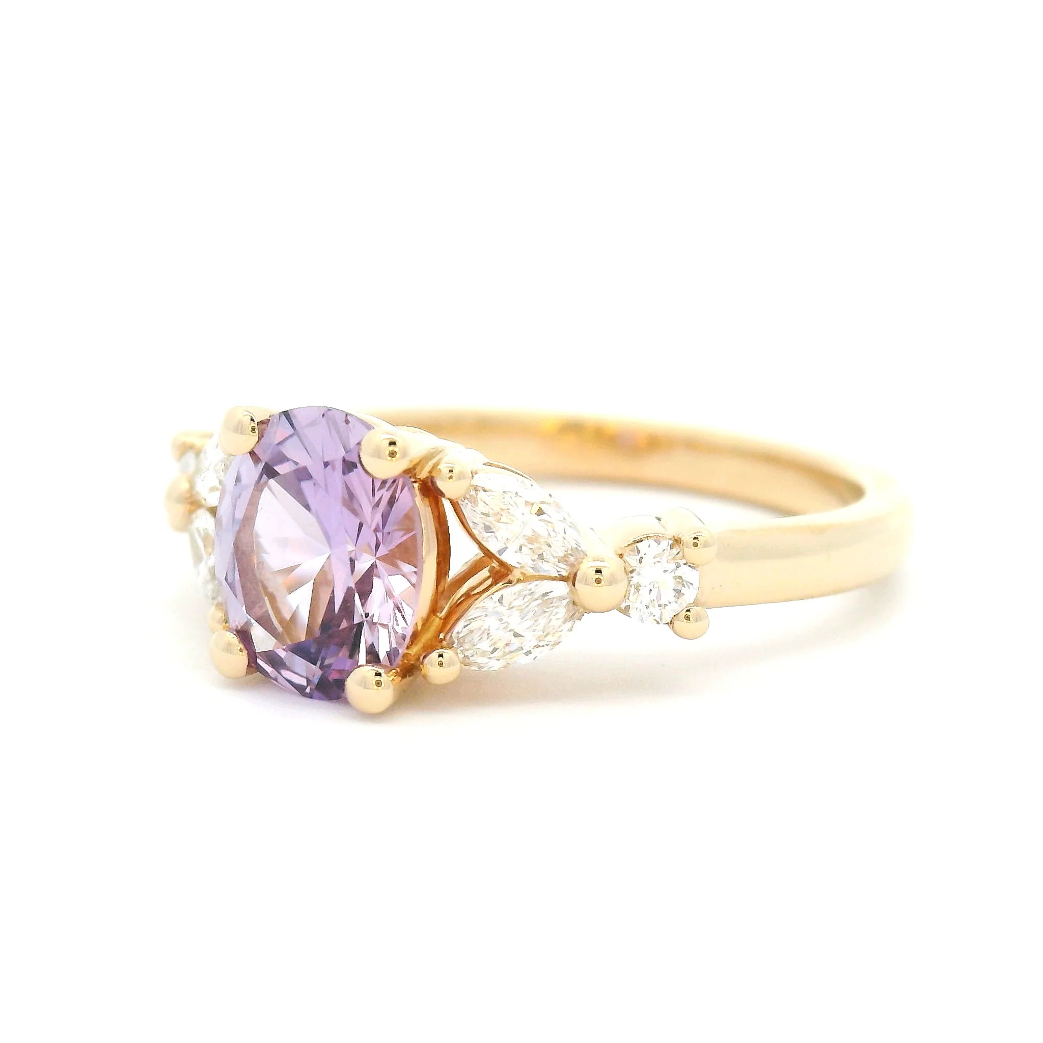 14k Yellow Ring with Natural 1.37ct Oval Pink Sapphire and Accent Diamonds - Image 2