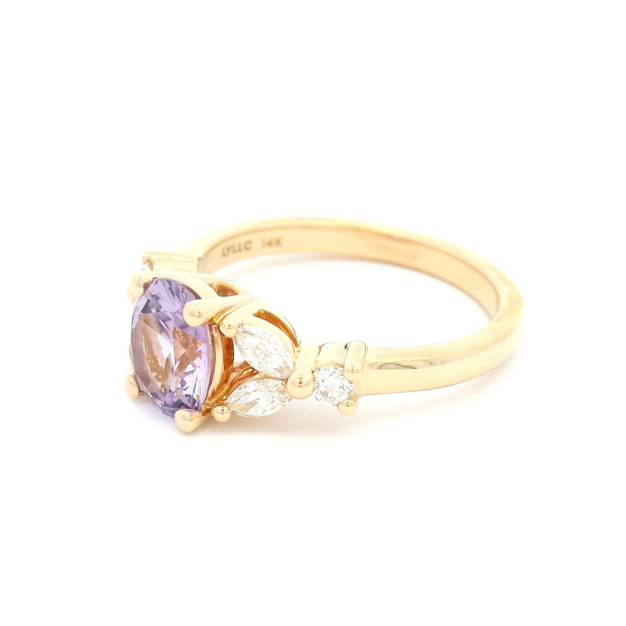 14k Yellow Ring with Natural 1.37ct Oval Pink Sapphire and Accent Diamonds - Image 3