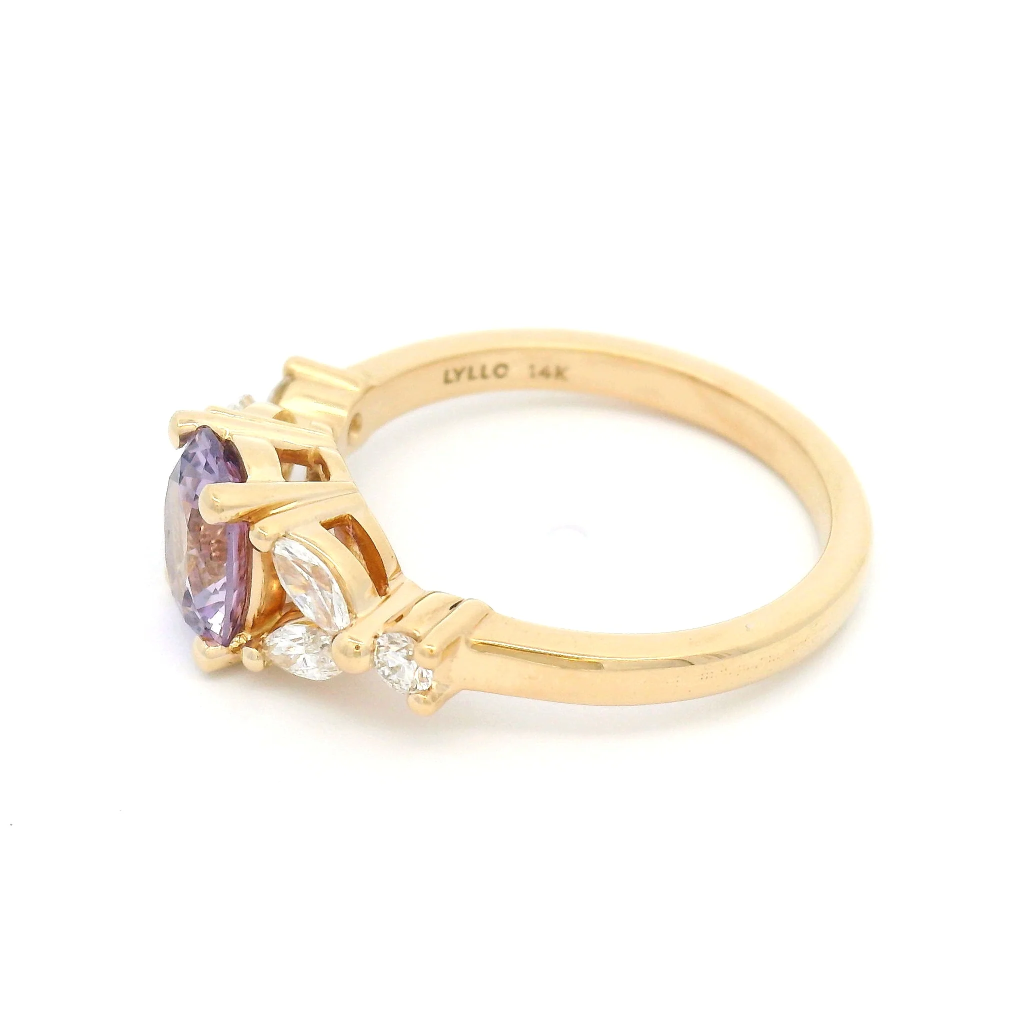 14k Yellow Ring with Natural 1.37ct Oval Pink Sapphire and Accent Diamonds - Image 4