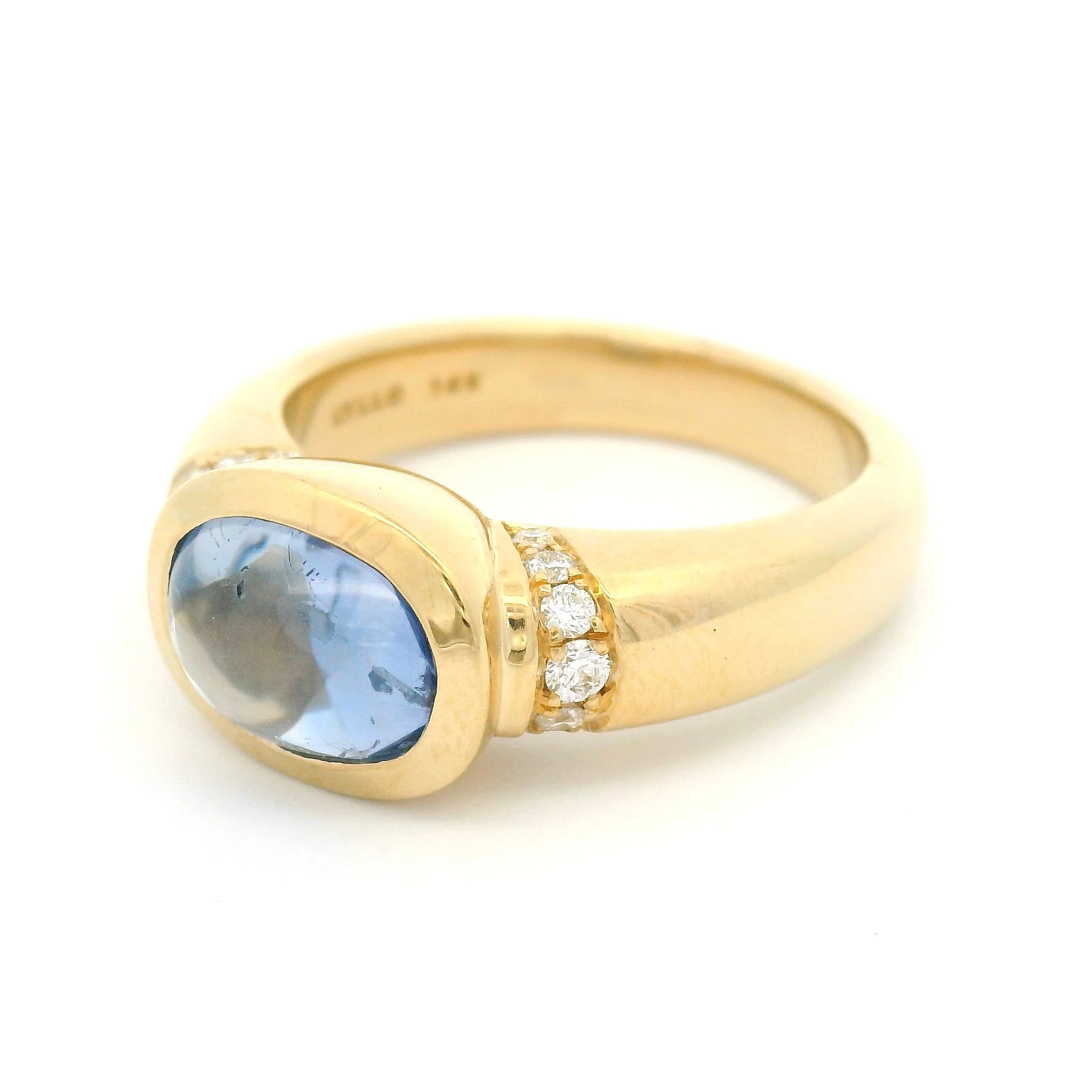 14k Yellow Ring with Natural 2.58ct Oval Blue Sapphire and Accent Diamonds - Image 2