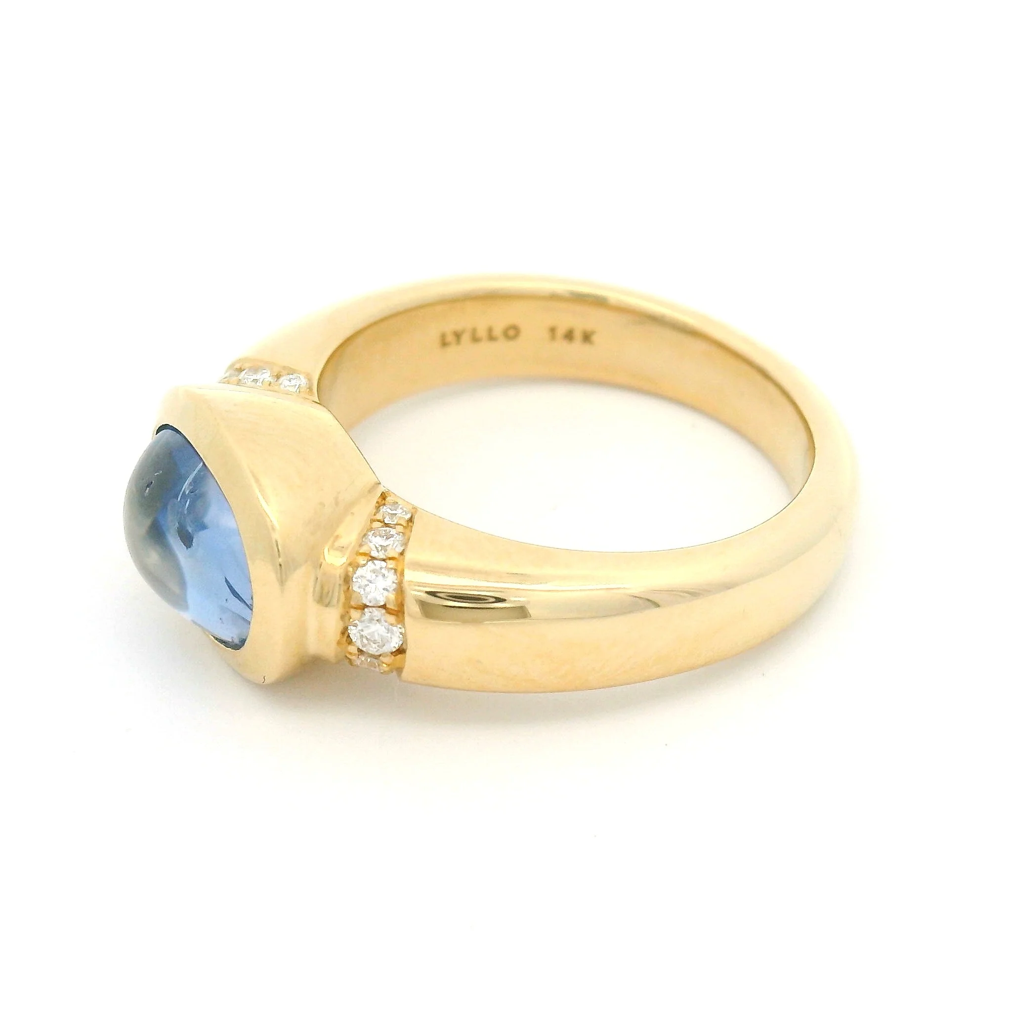 14k Yellow Ring with Natural 2.58ct Oval Blue Sapphire and Accent Diamonds - Image 3