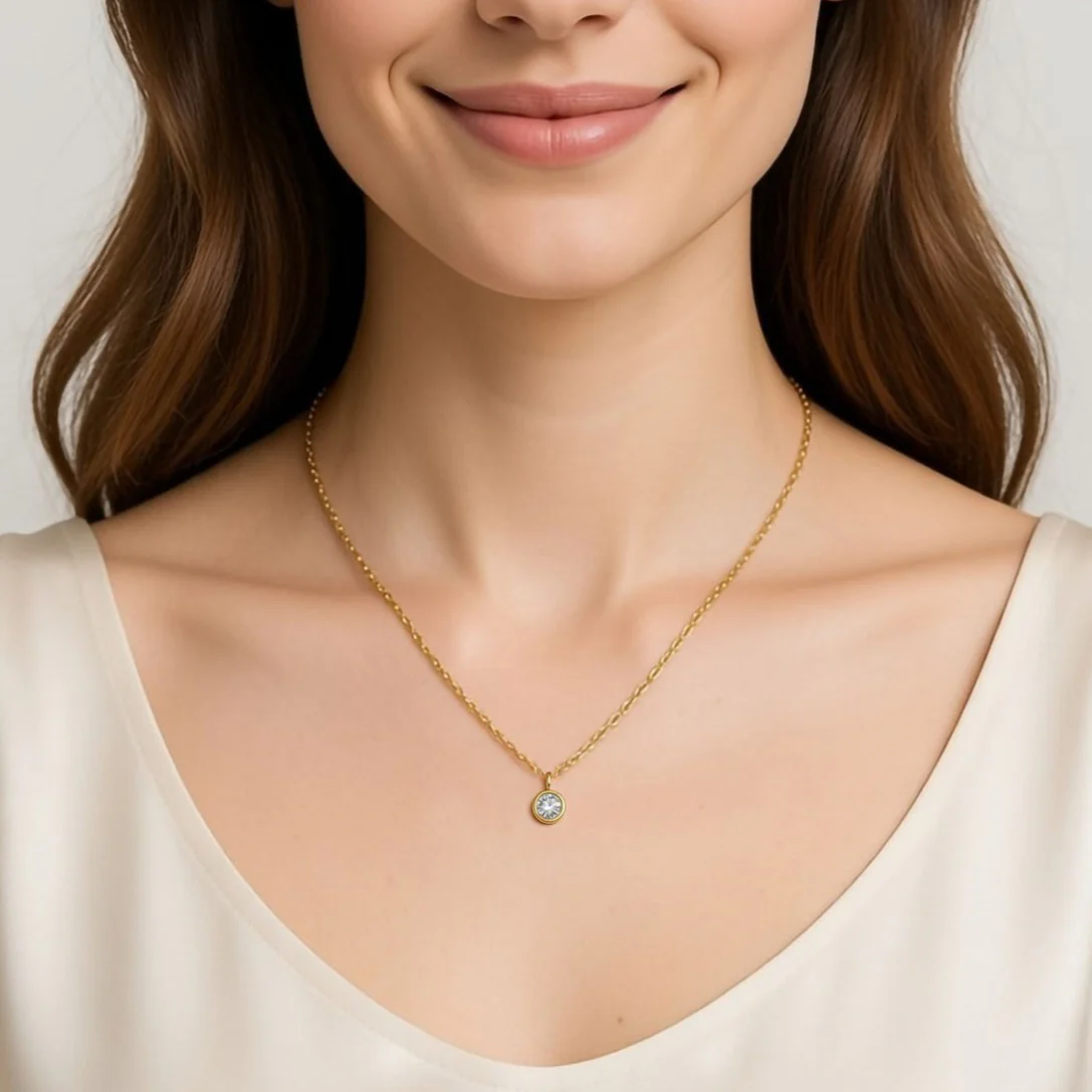 Cubic Zirconia April Birthstone Necklace - Image 2