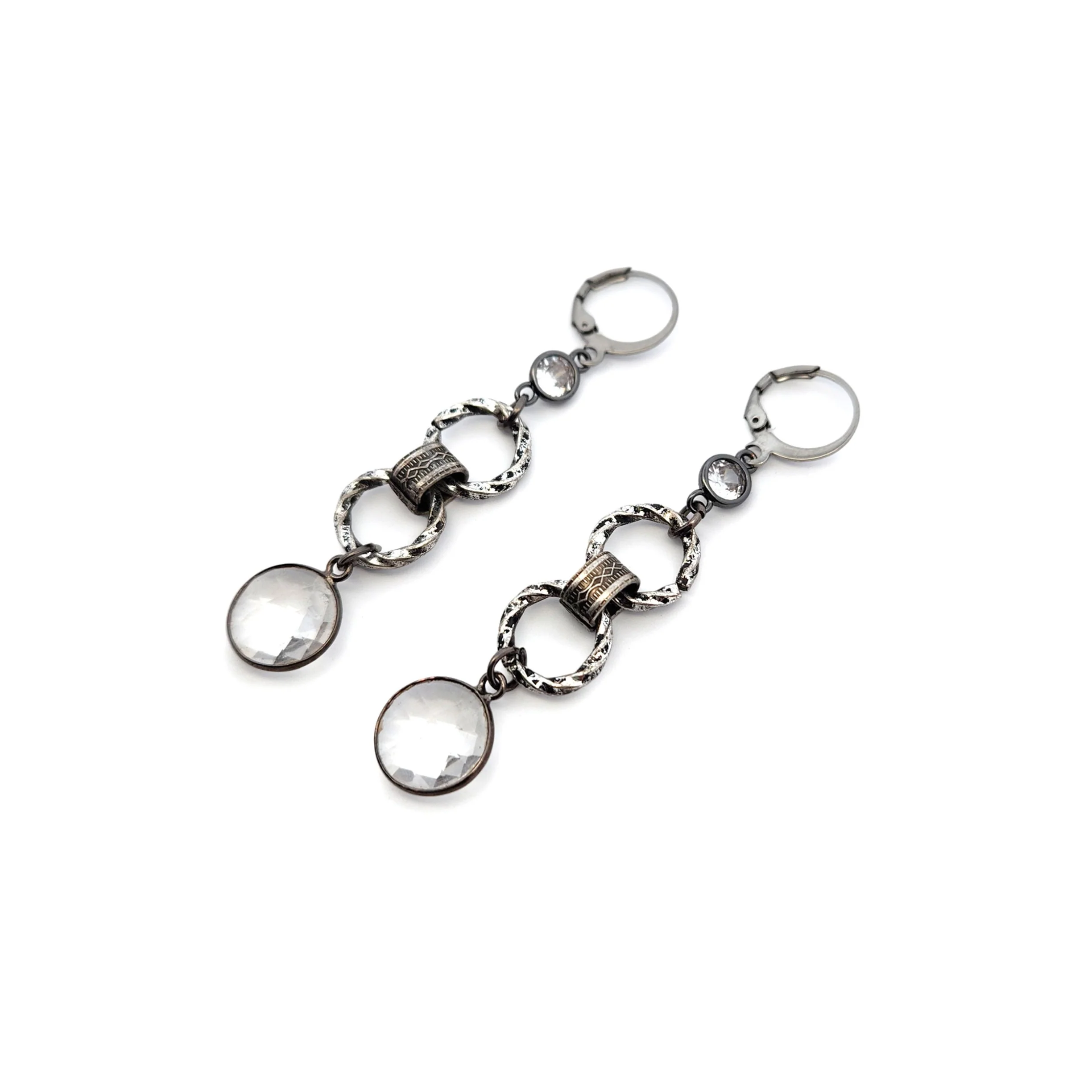 CZ Chain Drop Earrings - Image 2