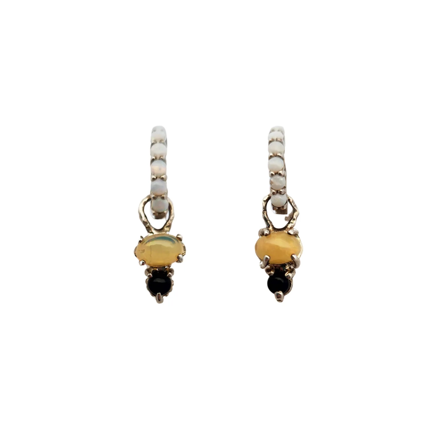 Opal & Onyx Hoop Earrings - Image 2
