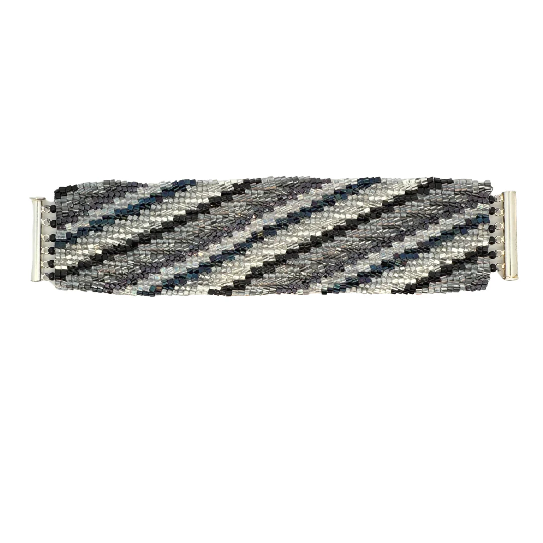 Diagonal Stripe Beaded Bracelet - Image 2