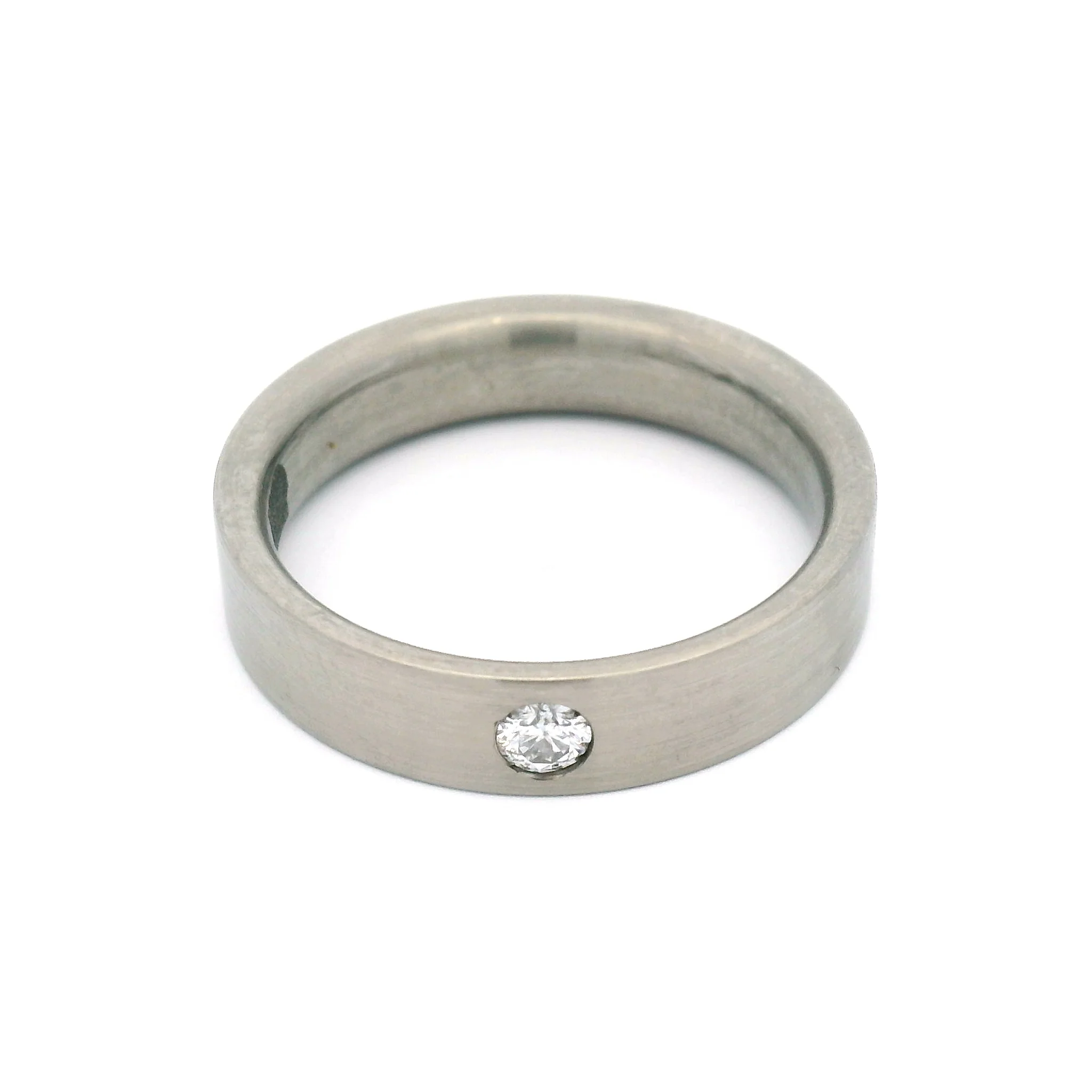 Brushed Titanium Band with 0.10ct Diamond - Image 2