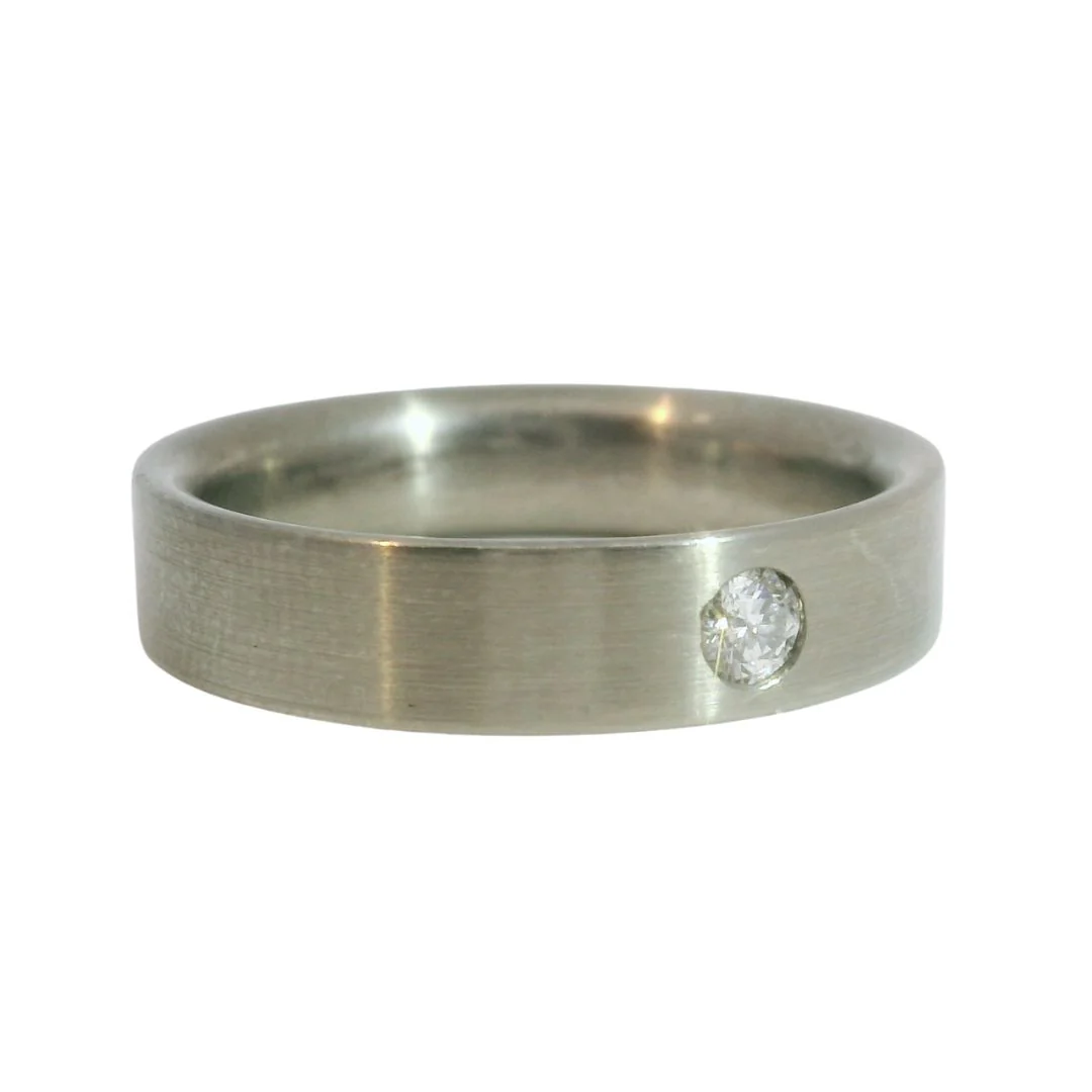 Brushed Titanium Band with 0.10ct Diamond - Image 4