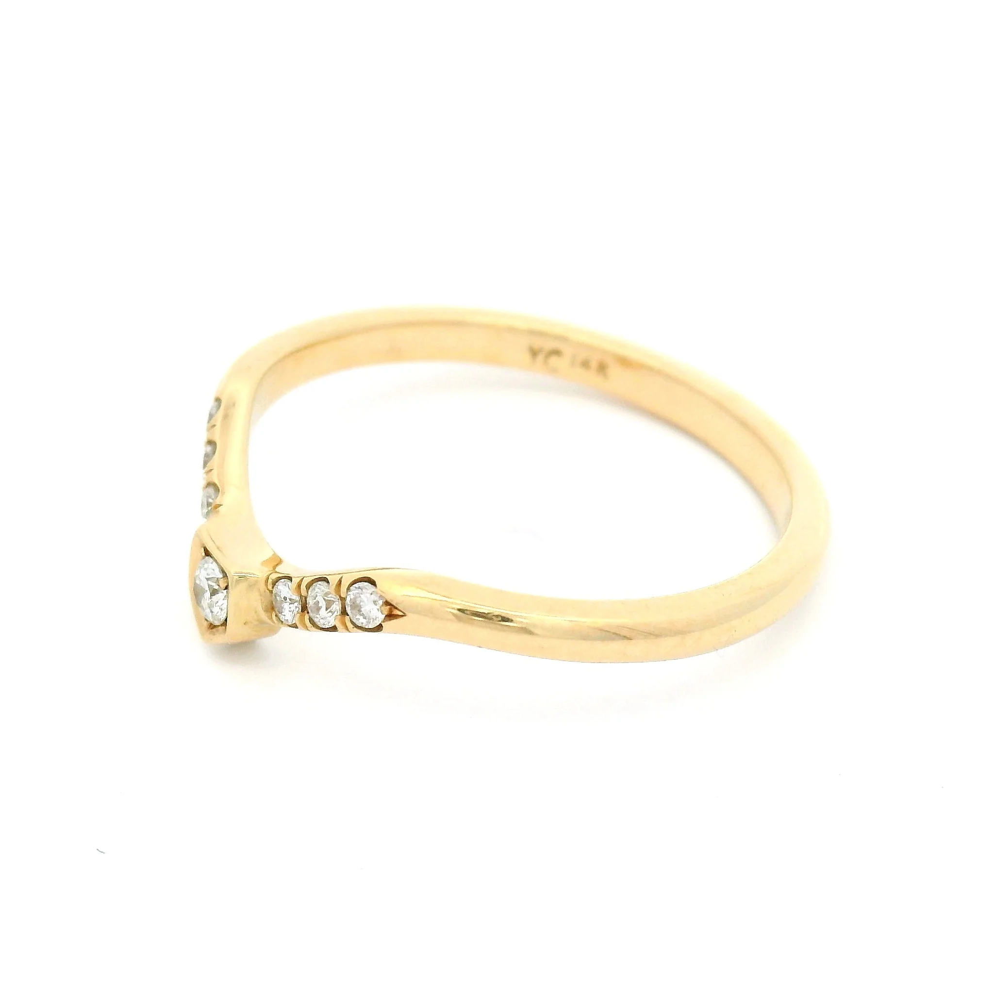 14k Yellow Contoured Diamond Shield Band - Image 3