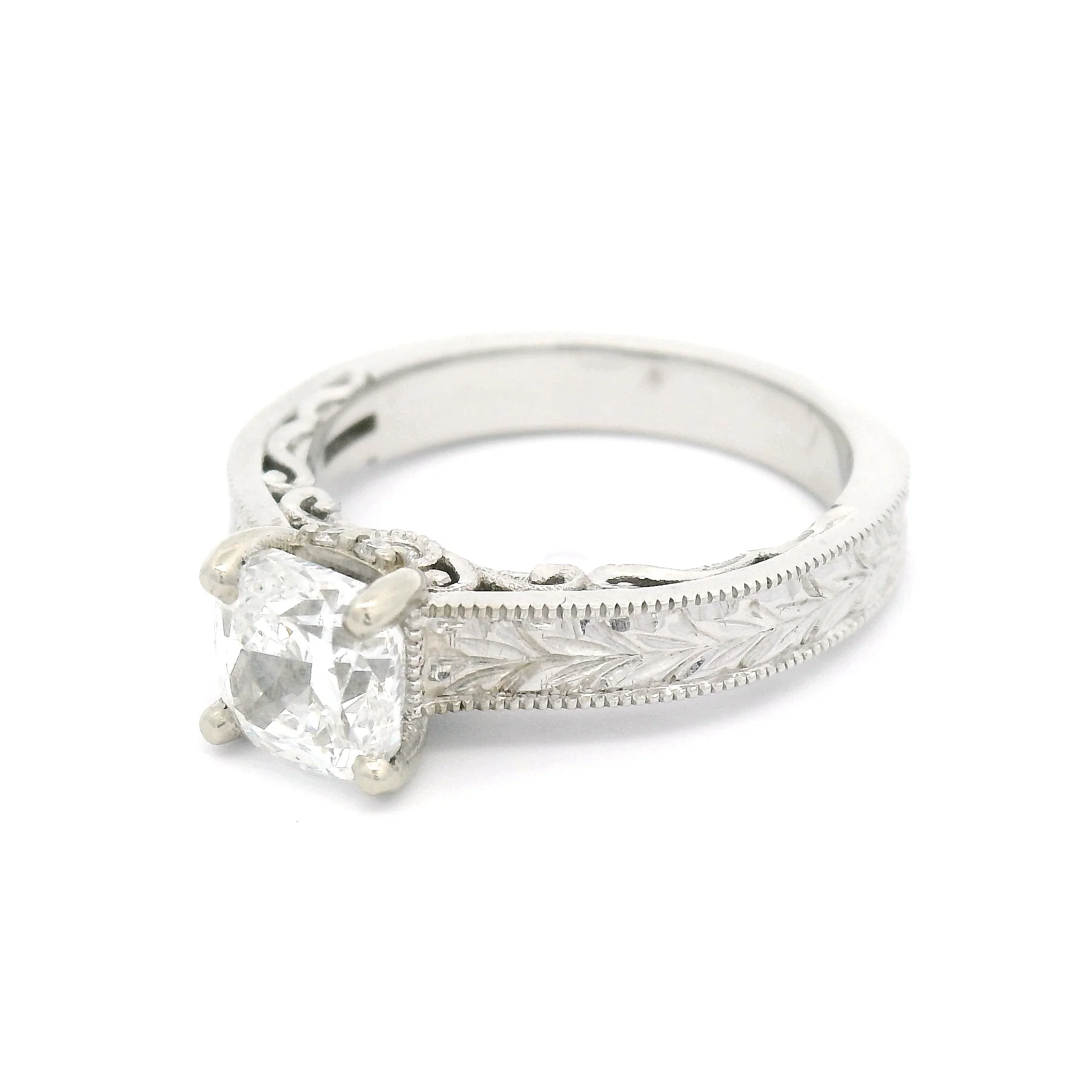 14k White Vintage-Style Solitaire with 1.25ct Lab-Grown Diamond & Hidden Accent Lab Diamonds - Image 2