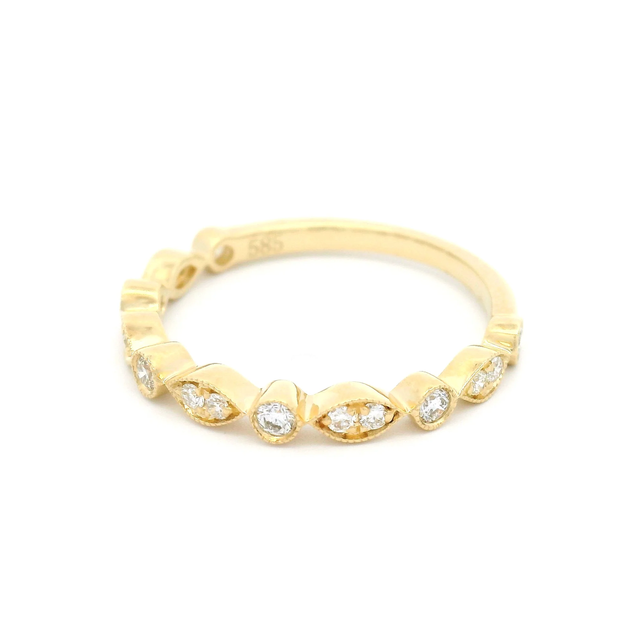 14k Yellow Vintage Style Half-Eternity Band with 0.25cts Natural Diamonds - Image 2