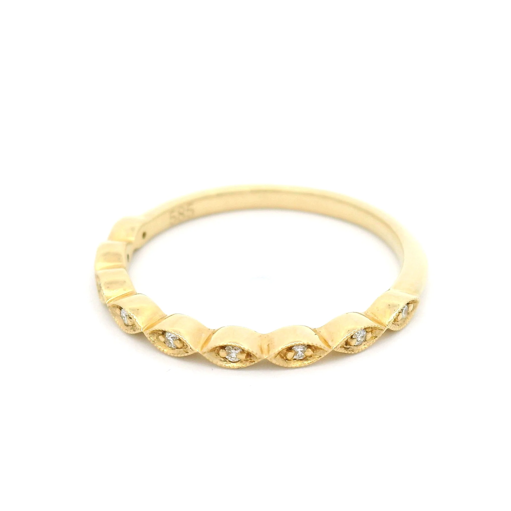 14k Yellow Vintage Style Half-Eternity Band with 0.05cts Natural Diamonds - Image 2