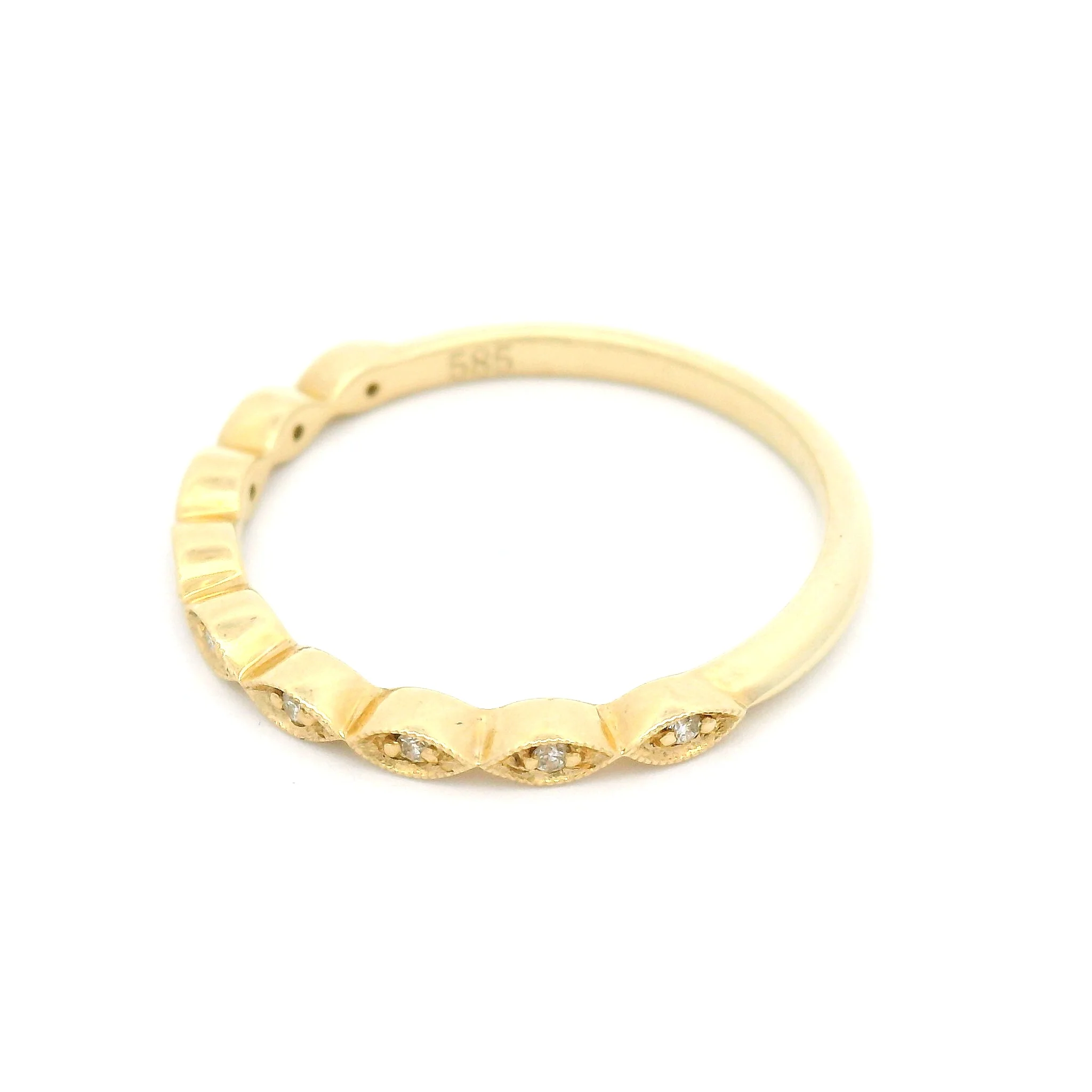 14k Yellow Vintage Style Half-Eternity Band with 0.05cts Natural Diamonds - Image 3