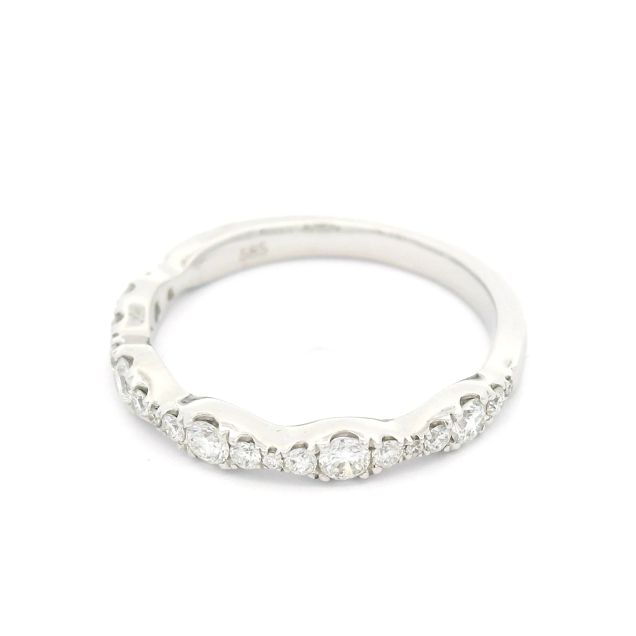 14k White Half-Eternity Wave Band with 0.40cts Natural Diamonds - Image 2