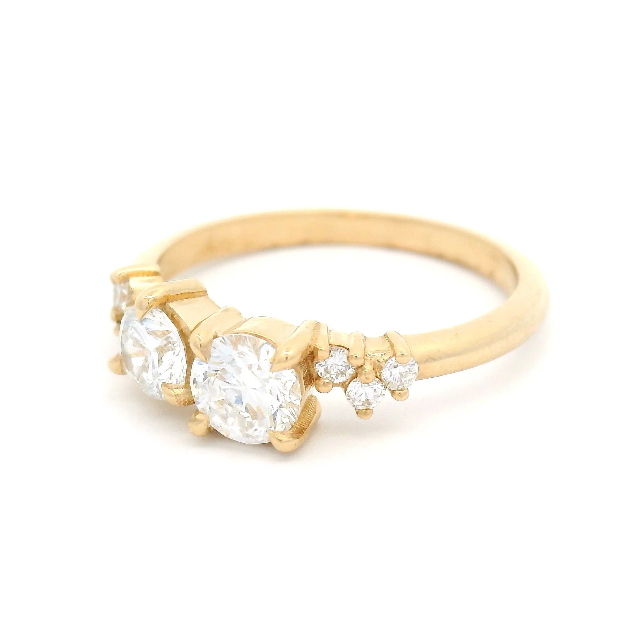 14k Yellow Claw-Set Multi-Stone Ring with Lab-Grown Diamonds - Image 2