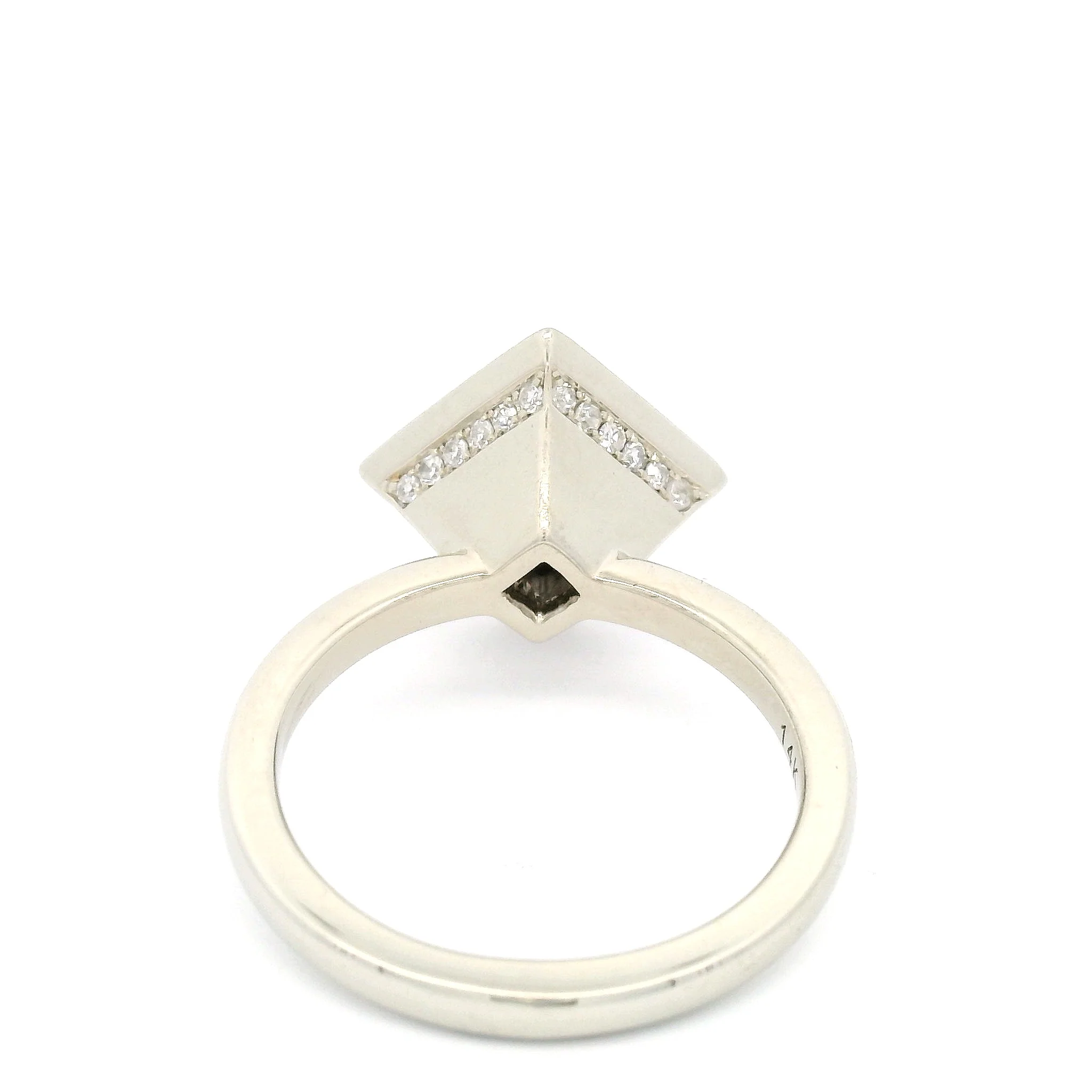 14k White Engagement Ring with 0.63ct Salt & Pepper Rose-Cut Diamond and Accent Diamonds - Image 5