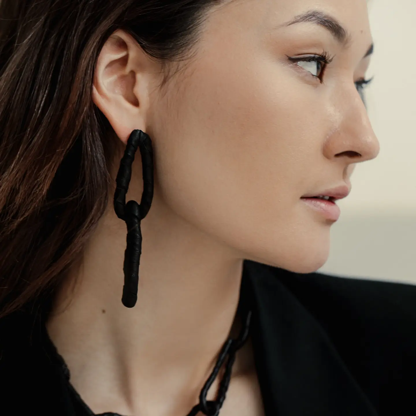 Double Link Leather Earrings - Image 2