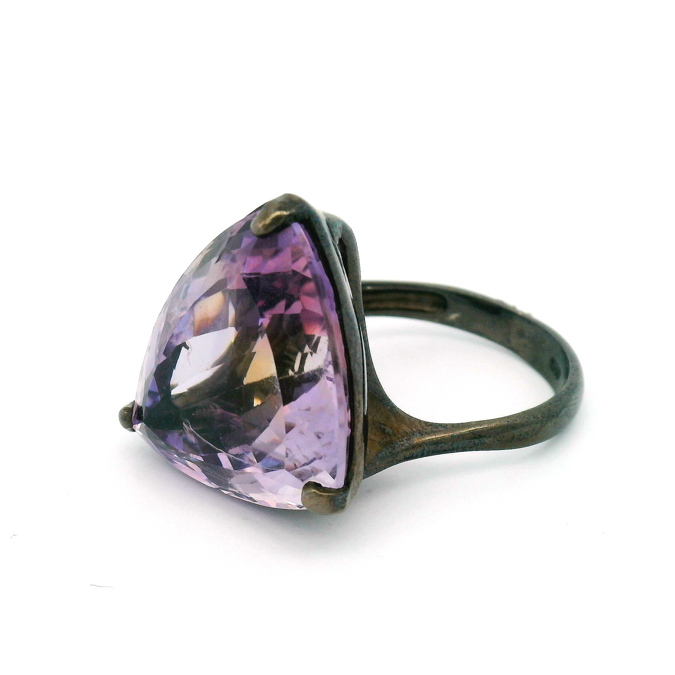 Brilliant-Cut Ametrine Trilogy Solitaire Ring - Image 2
