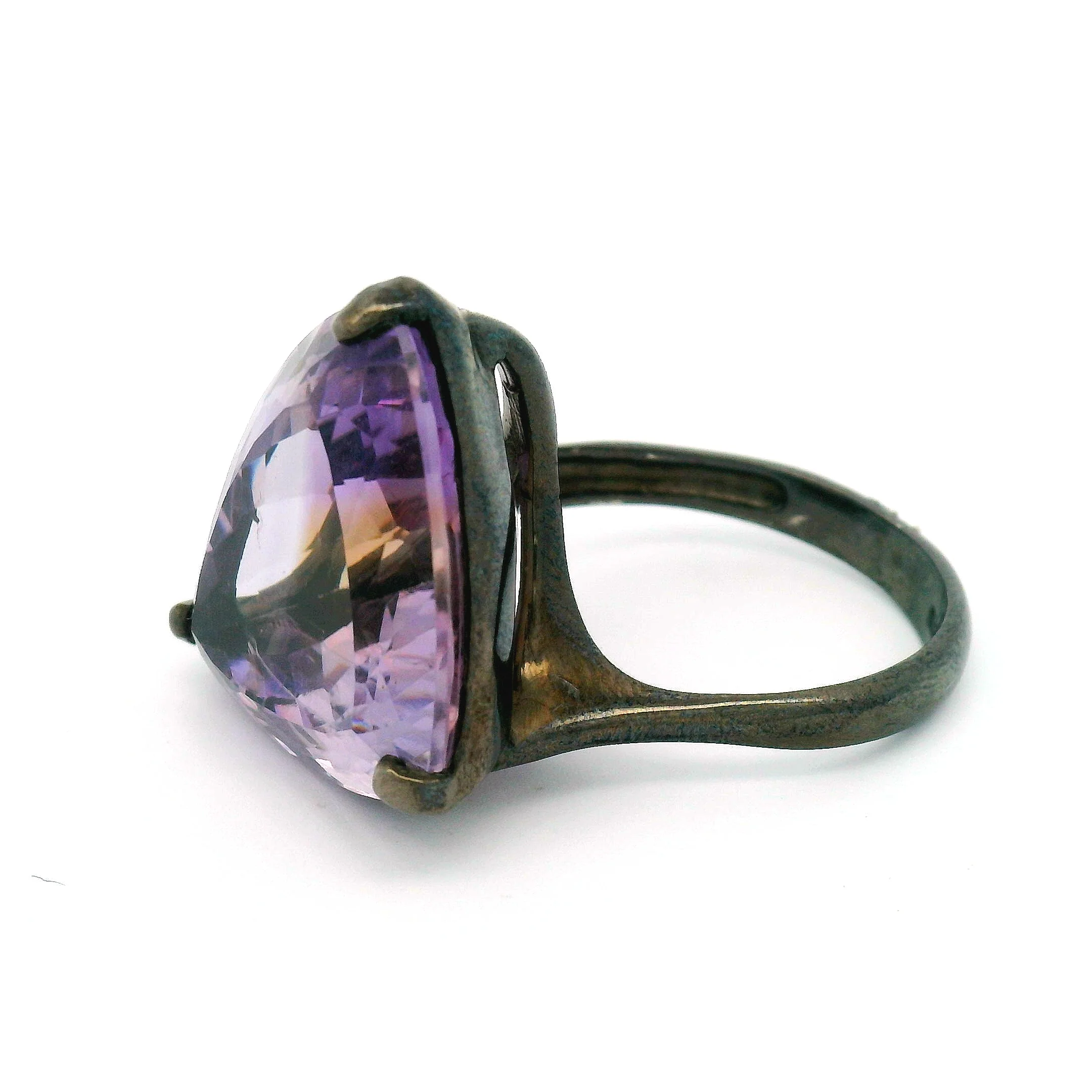 Brilliant-Cut Ametrine Trilogy Solitaire Ring - Image 3