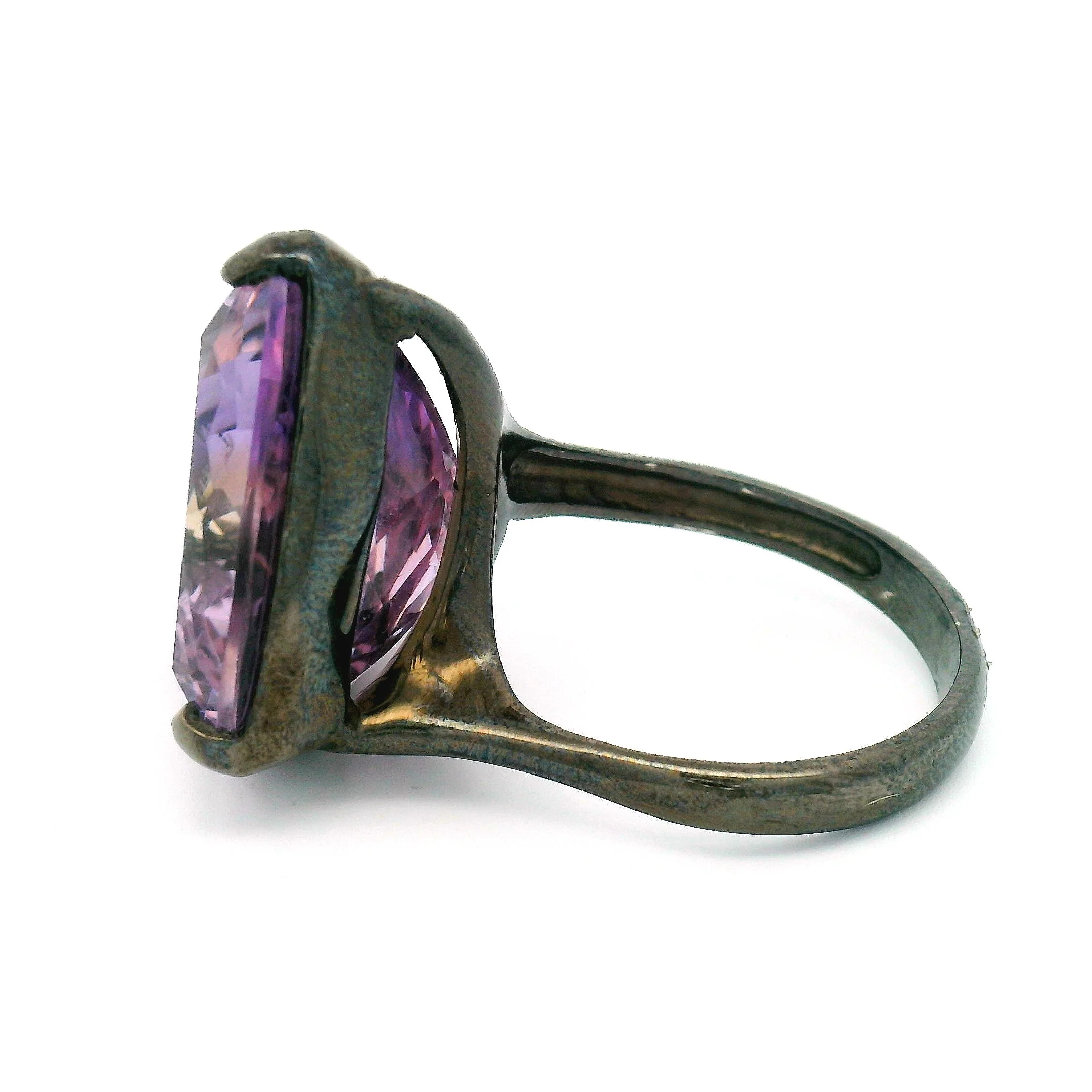 Brilliant-Cut Ametrine Trilogy Solitaire Ring - Image 4