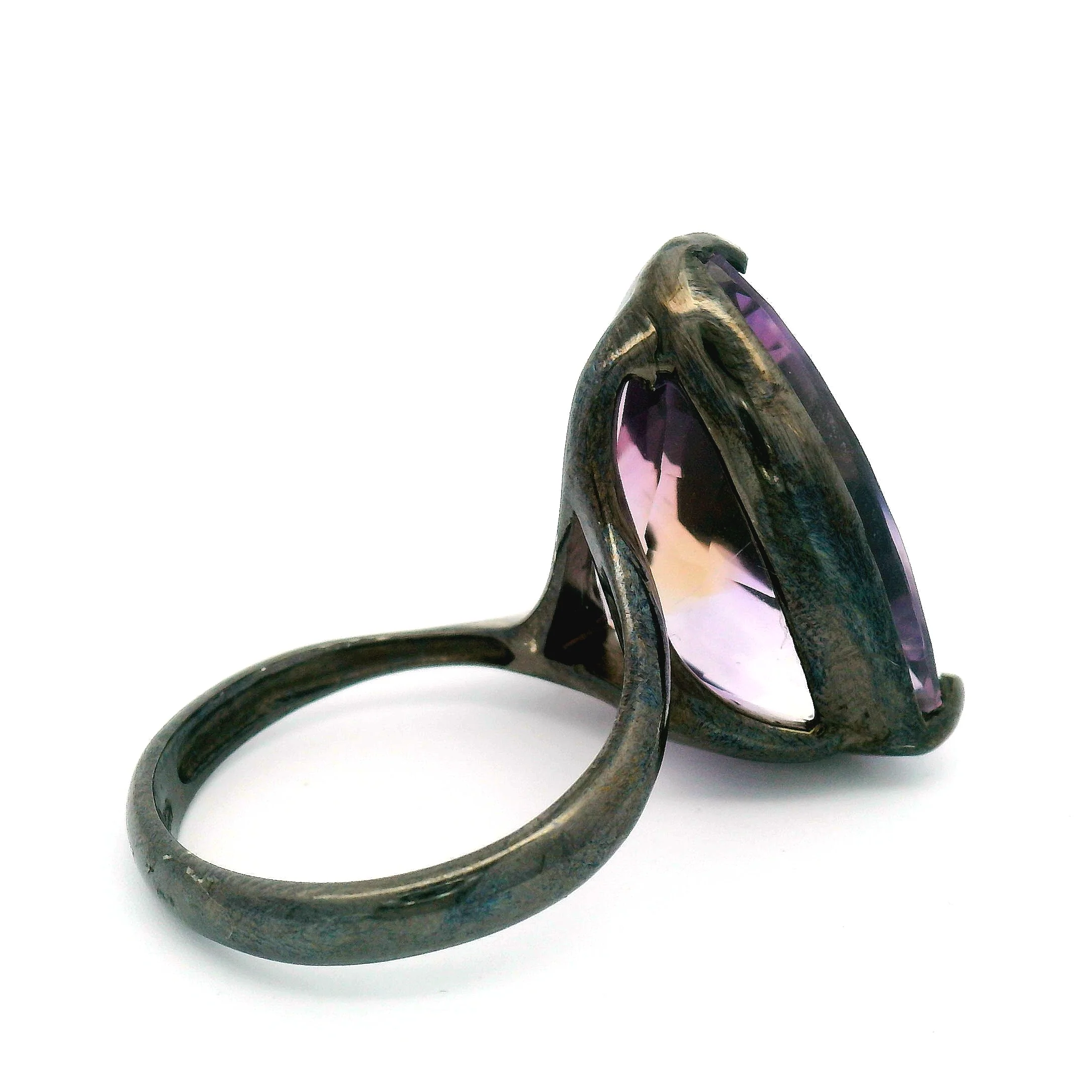 Brilliant-Cut Ametrine Trilogy Solitaire Ring - Image 8