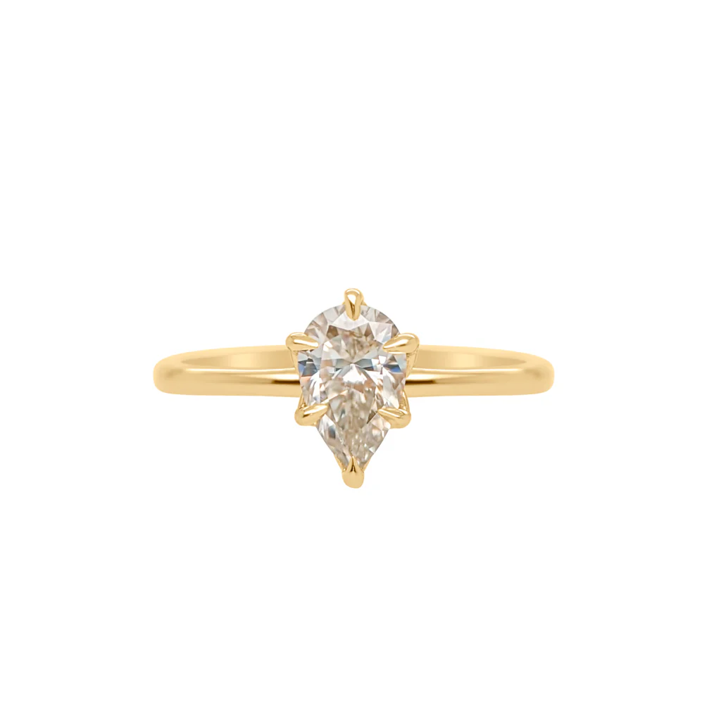14k Yellow Solitaire with 0.75ct Pear-Cut Moissanite - Image 6