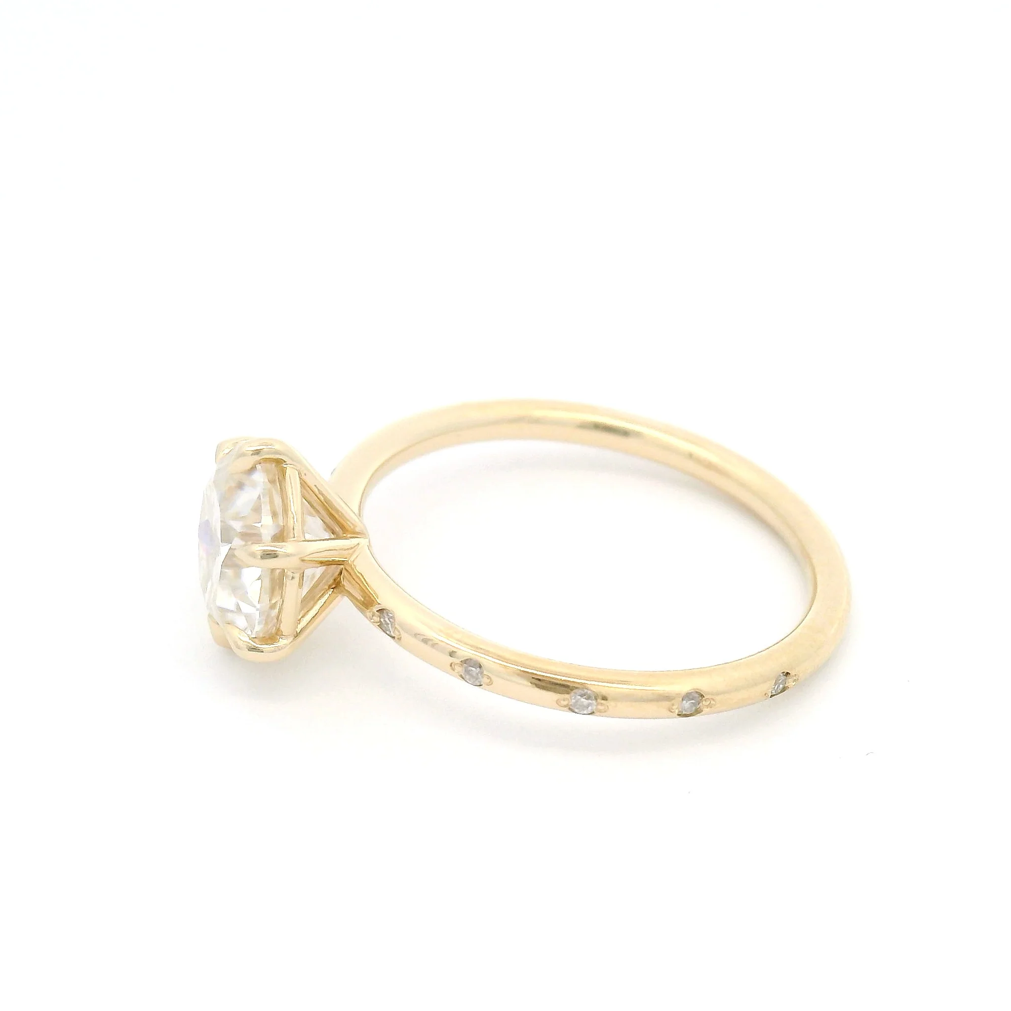 14k Yellow Six-Claw Solitaire with 1.37ct Moissanite and Accent Moissanites - Image 3