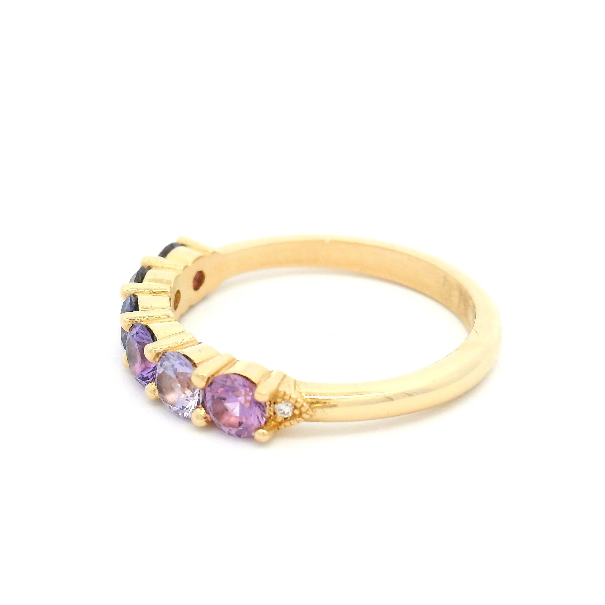 14k Yellow Ring with 1.32cts Purple Sapphires and Accent Diamonds - Image 3