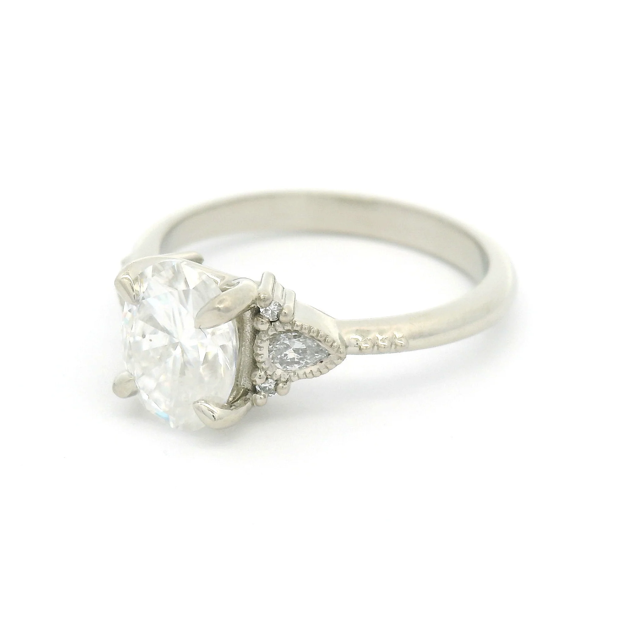 10k White Engagement Ring with 1.5ct Moissanite and Accent Lab Diamonds - Image 2