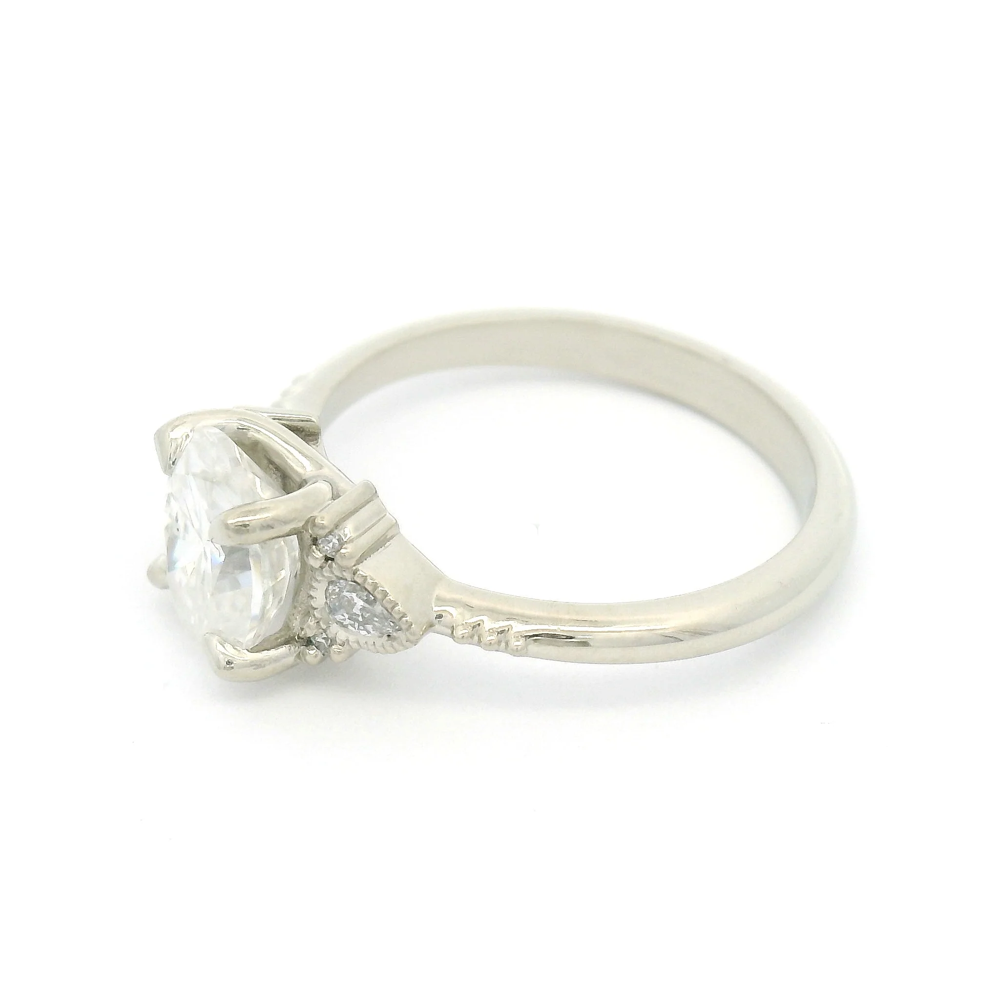 10k White Engagement Ring with 1.5ct Moissanite and Accent Lab Diamonds - Image 3