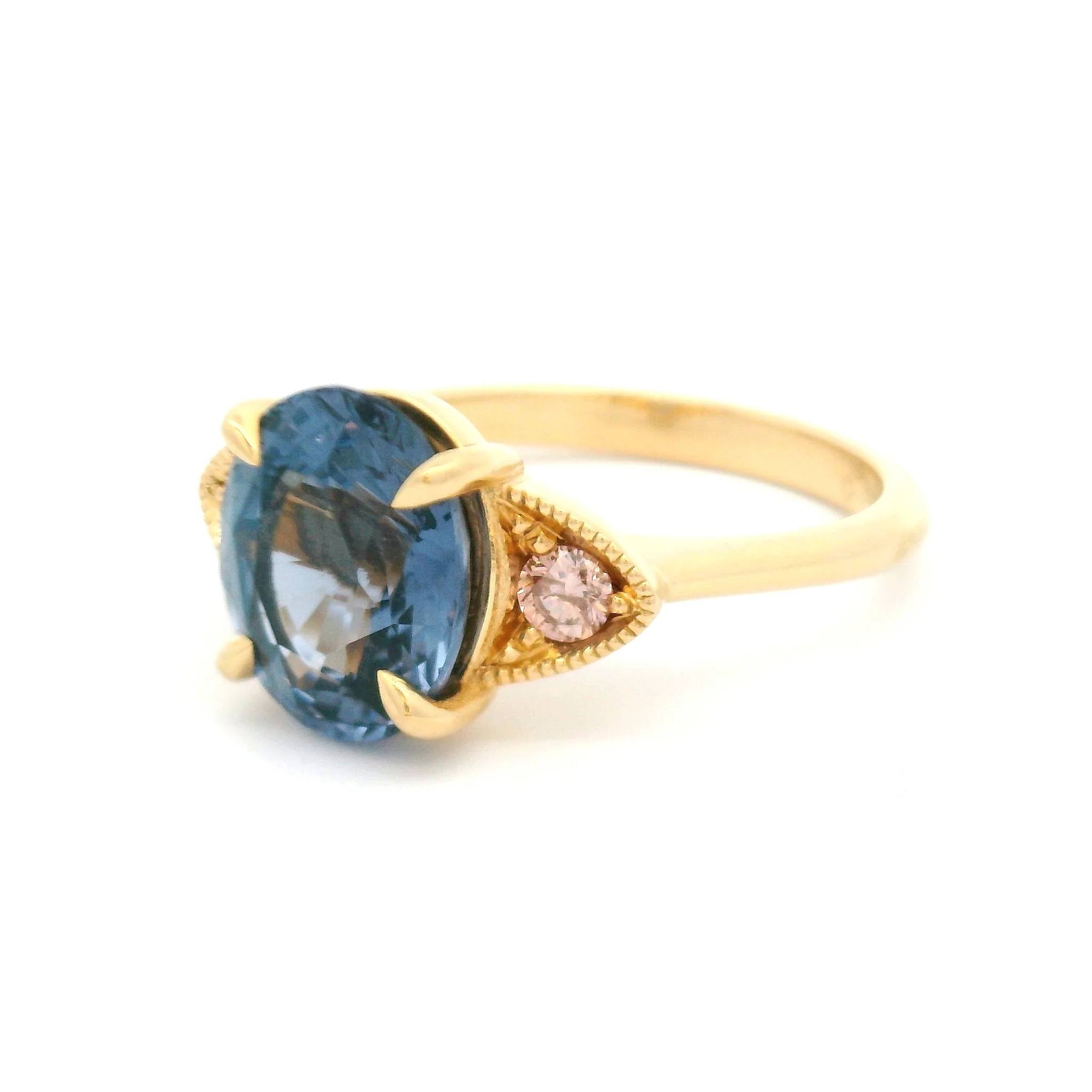 14k Yellow Engagement Ring with 3.10ct Violet Spinel and Accent Pink Diamonds - Image 2