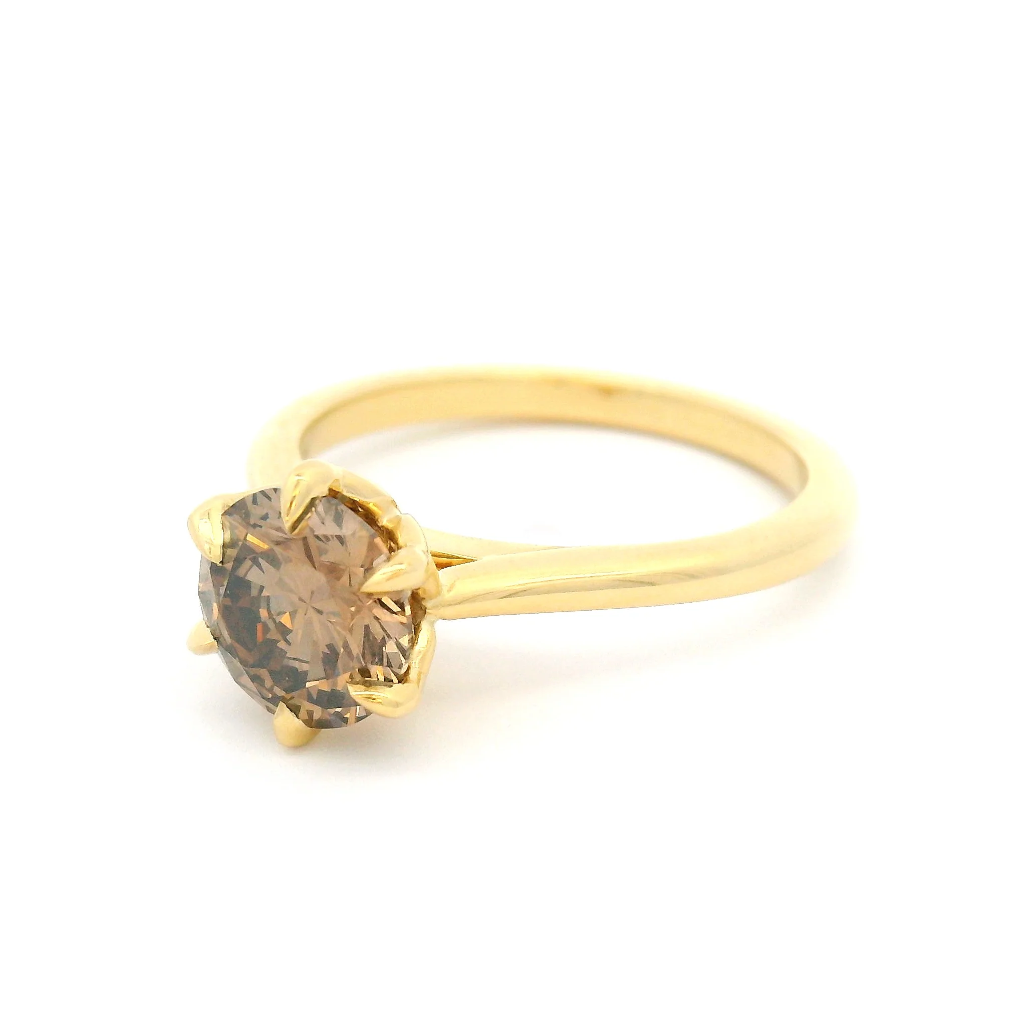 18k Yellow Solitaire with 1.37ct Fancy Intense Brown Lab-Grown Diamond - Image 2