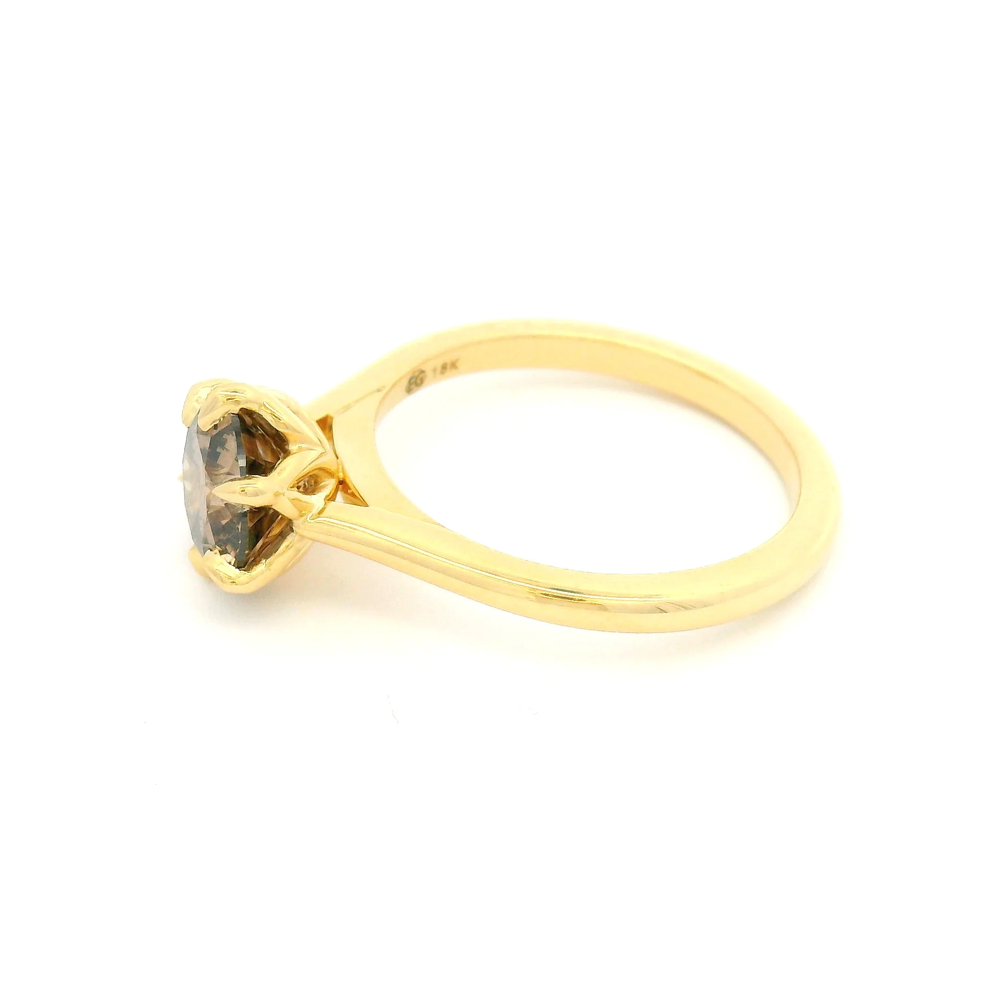 18k Yellow Solitaire with 1.37ct Fancy Intense Brown Lab-Grown Diamond - Image 3