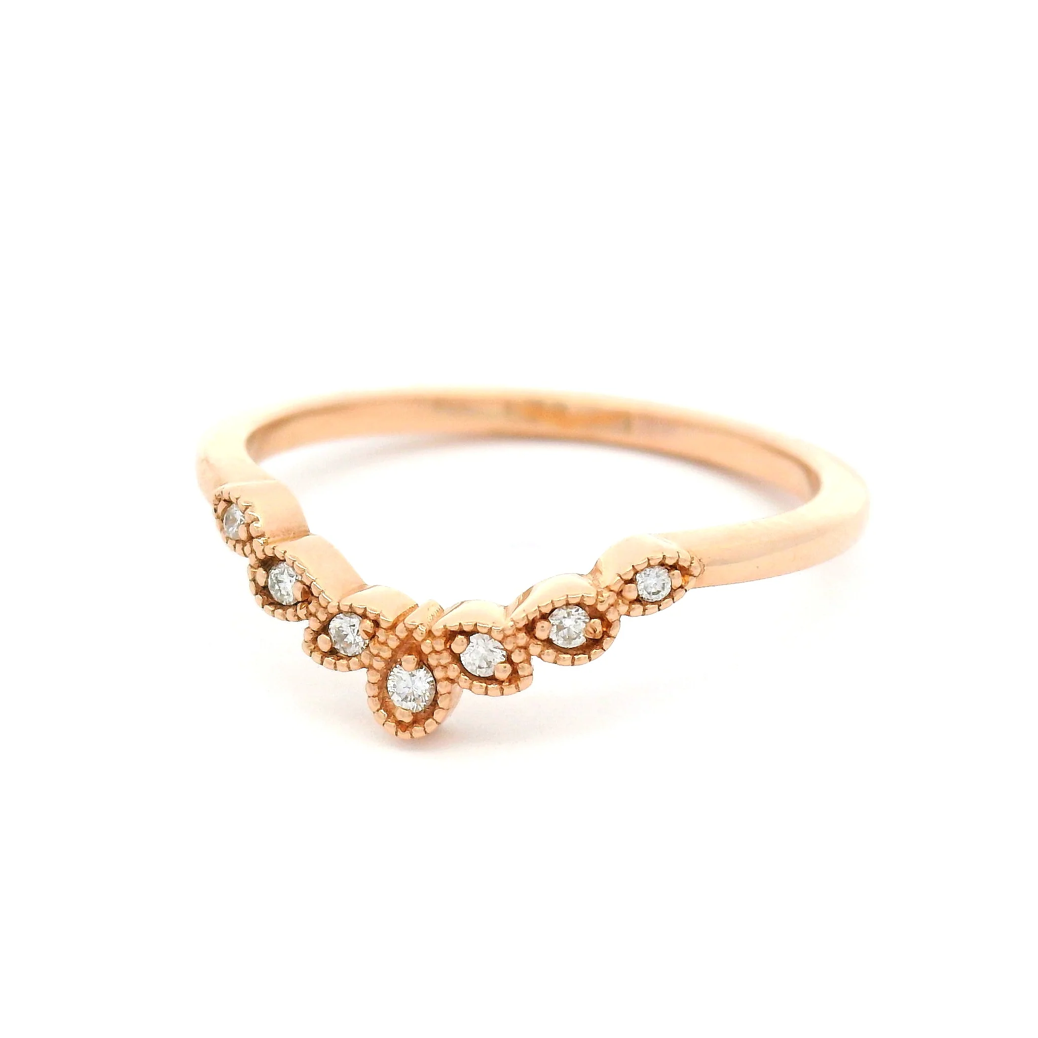 14k Rose Contour Band with 7 Accent Diamonds - Image 2