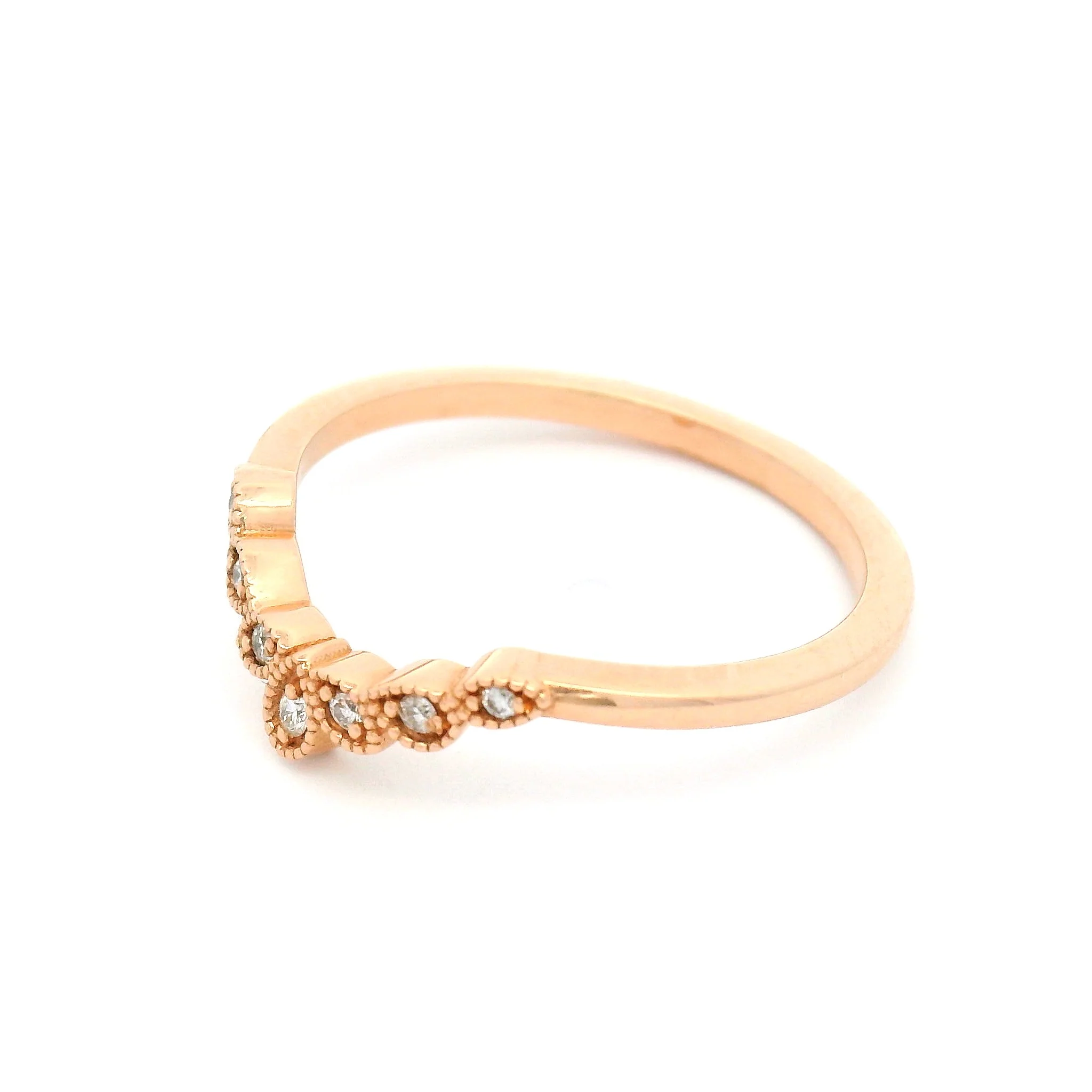 14k Rose Contour Band with 7 Accent Diamonds - Image 3