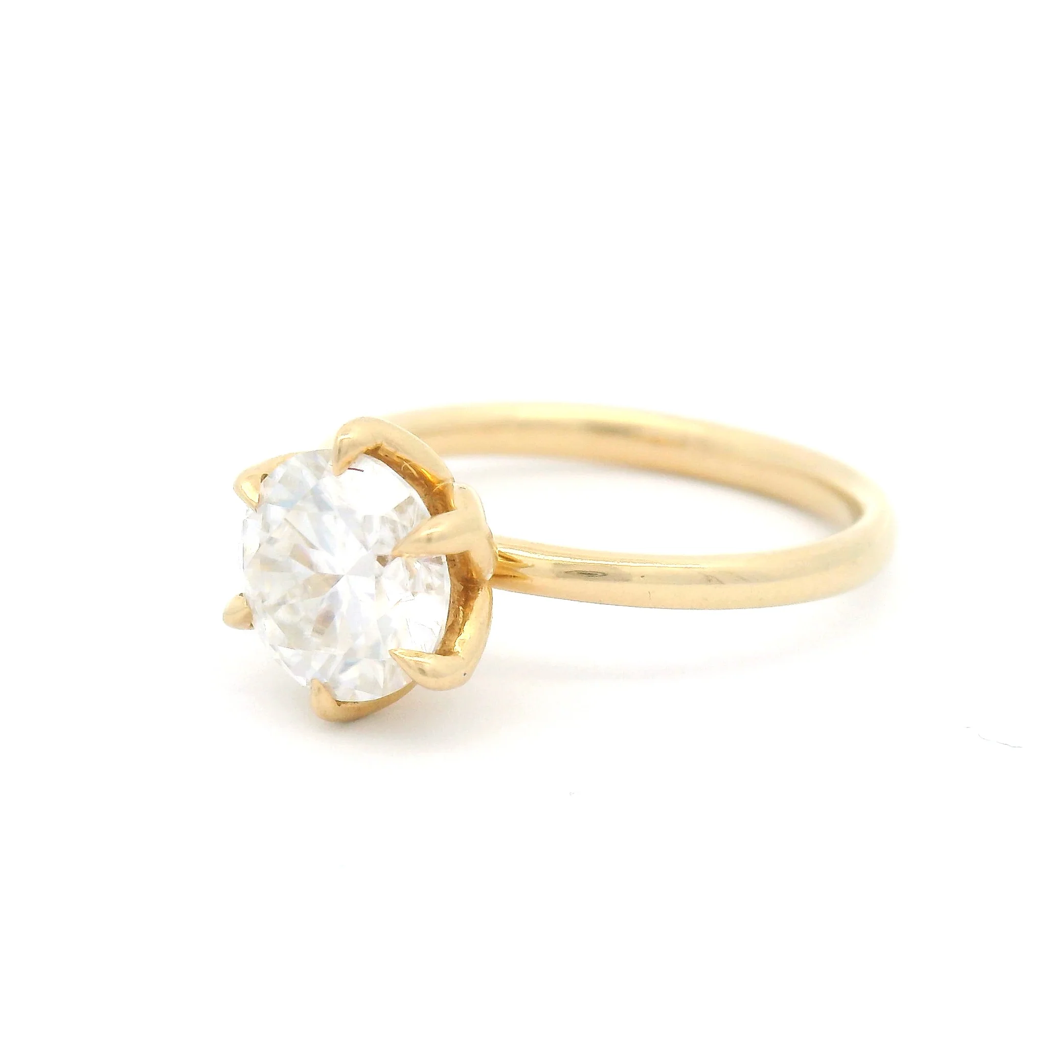 14k Yellow Six Claw Solitaire with 1.58ct Moissanite - Image 2