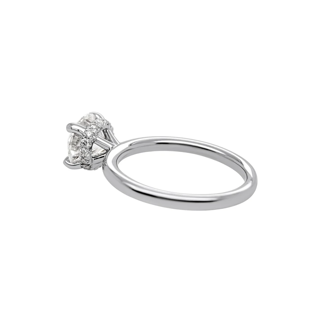 14k White Solitaire with 1.87ct Moissanite and Diamond Accent Hidden Halo - Image 5