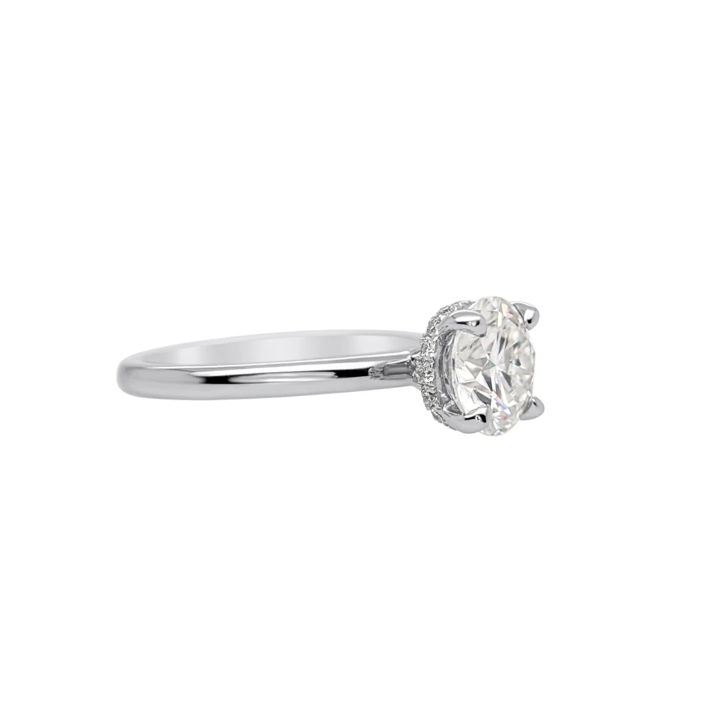 14k White Solitaire with 1.87ct Moissanite and Diamond Accent Hidden Halo - Image 6