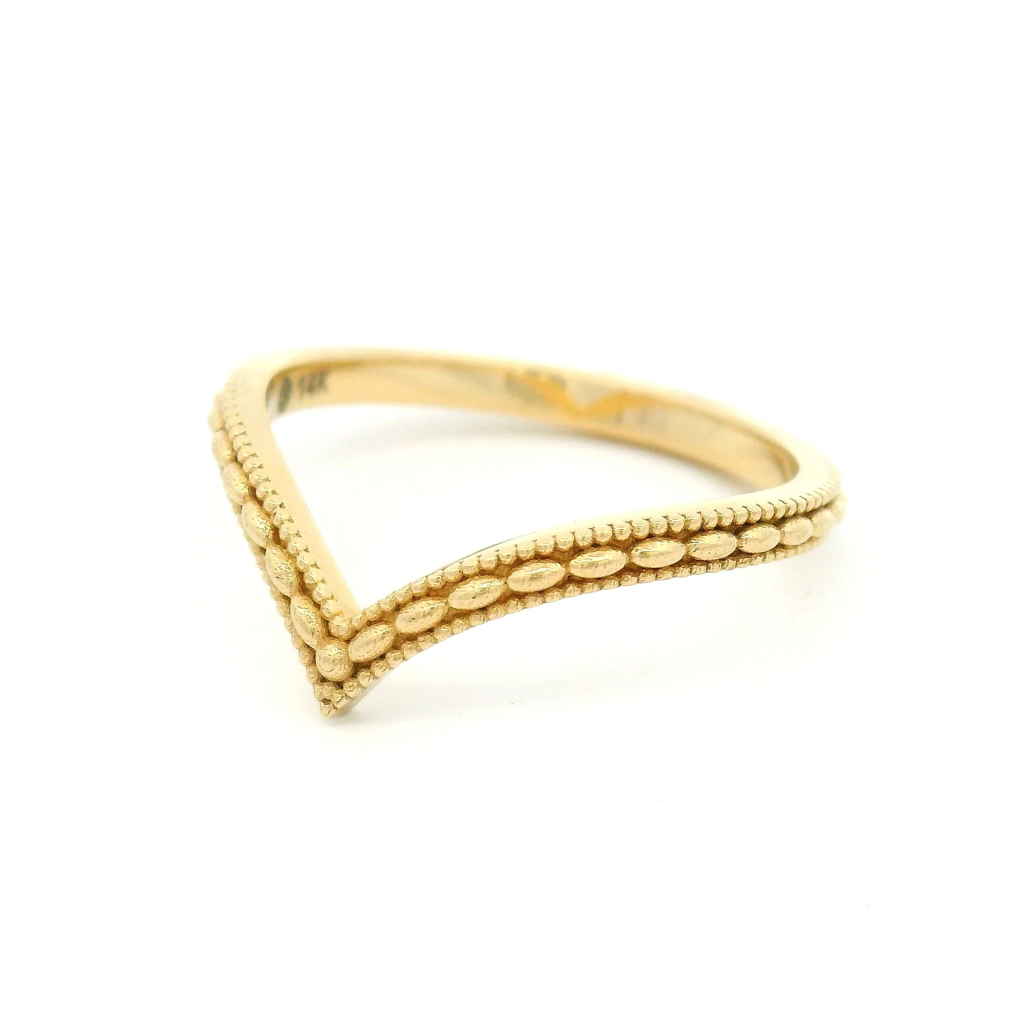 14k Yellow 2mm Wide Triple Milgrain Diadem Band - Image 2