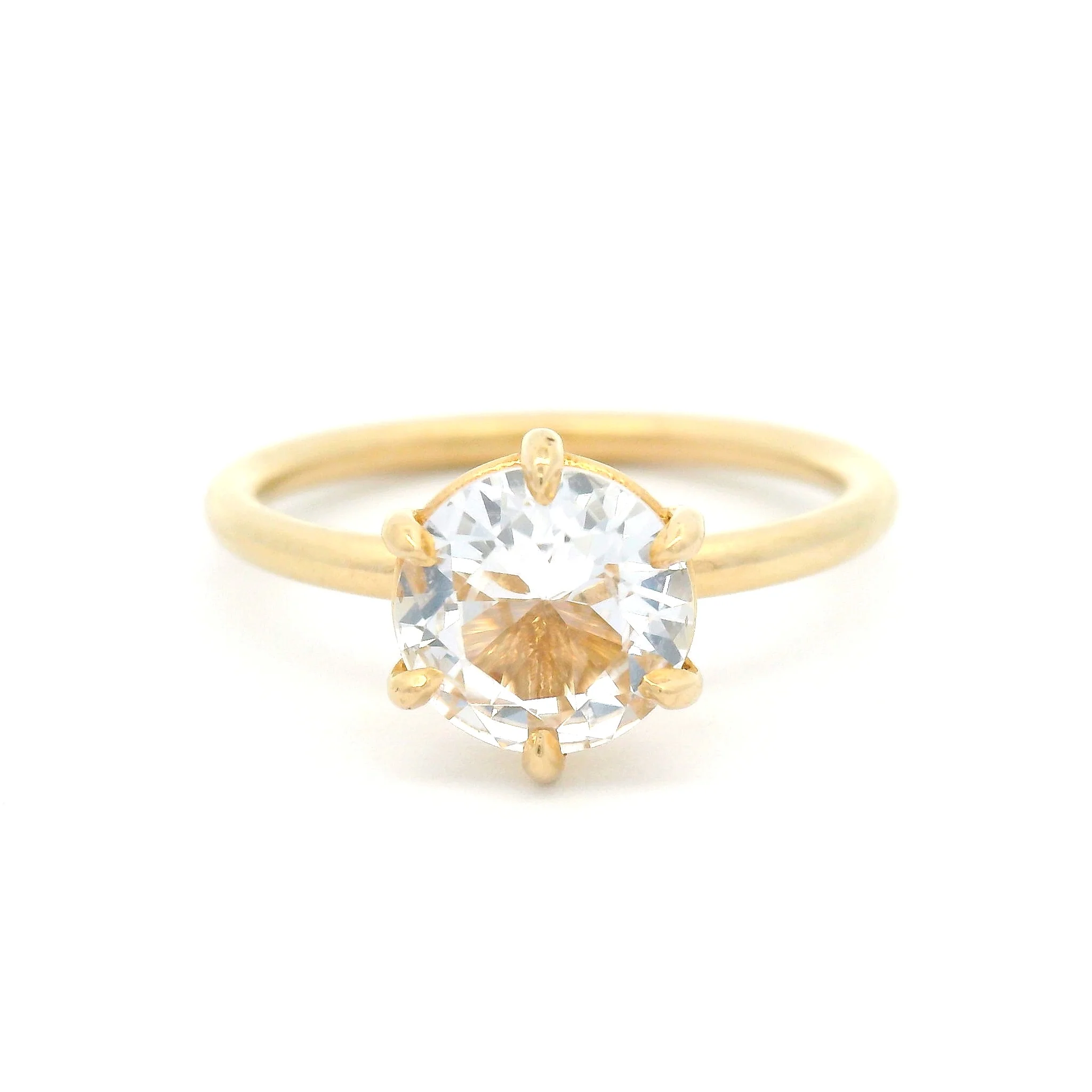 14k Yellow 6-Claw Solitaire with 1.5ct Lab-Grown White Sapphire - Image 4