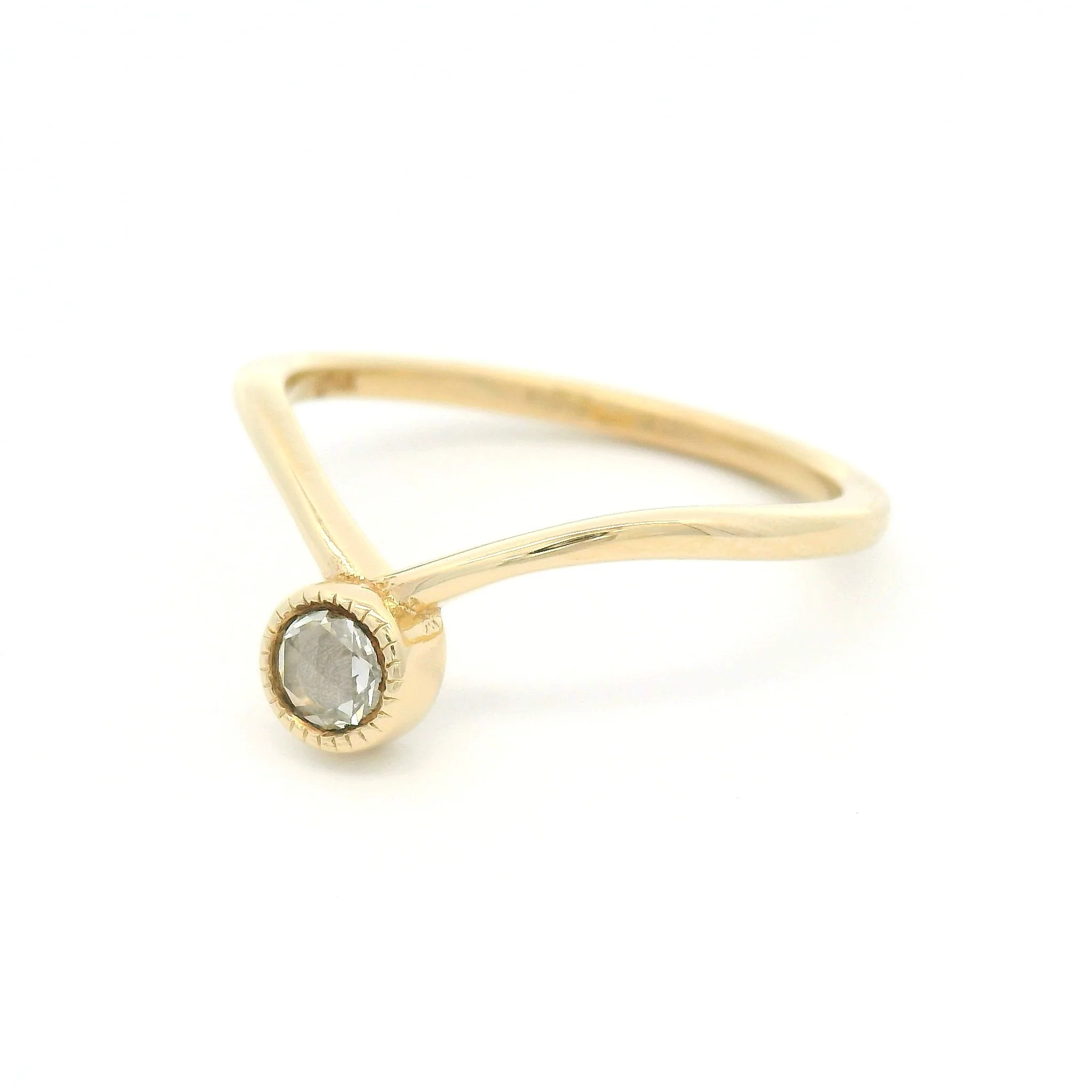 14k Yellow Bezel-Set Solitaire with 0.15ct Natural Round Rose-Cut Diamond - Image 2