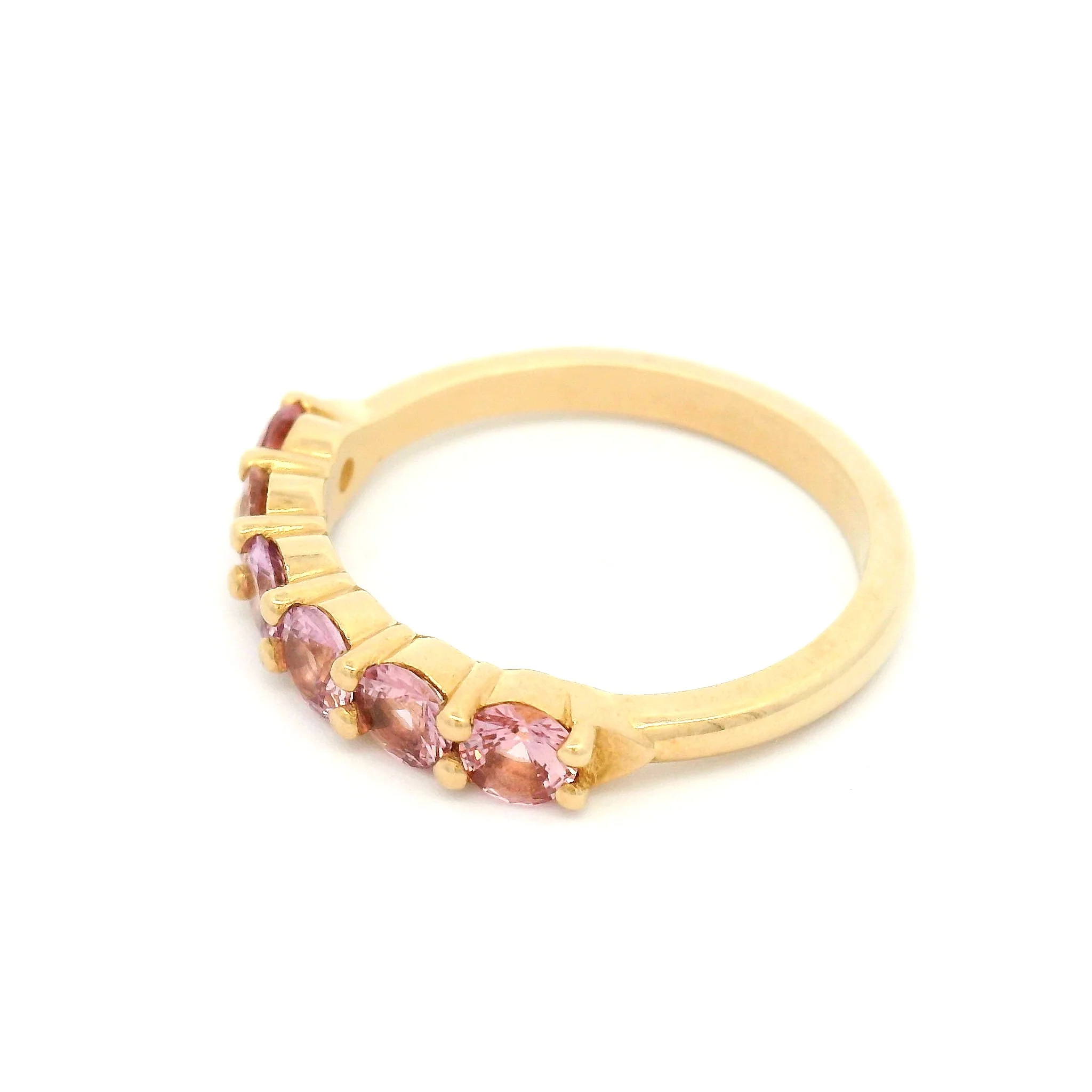 14k Yellow Shared Claw Ring with 1.08cts Pink Sapphires - Image 3