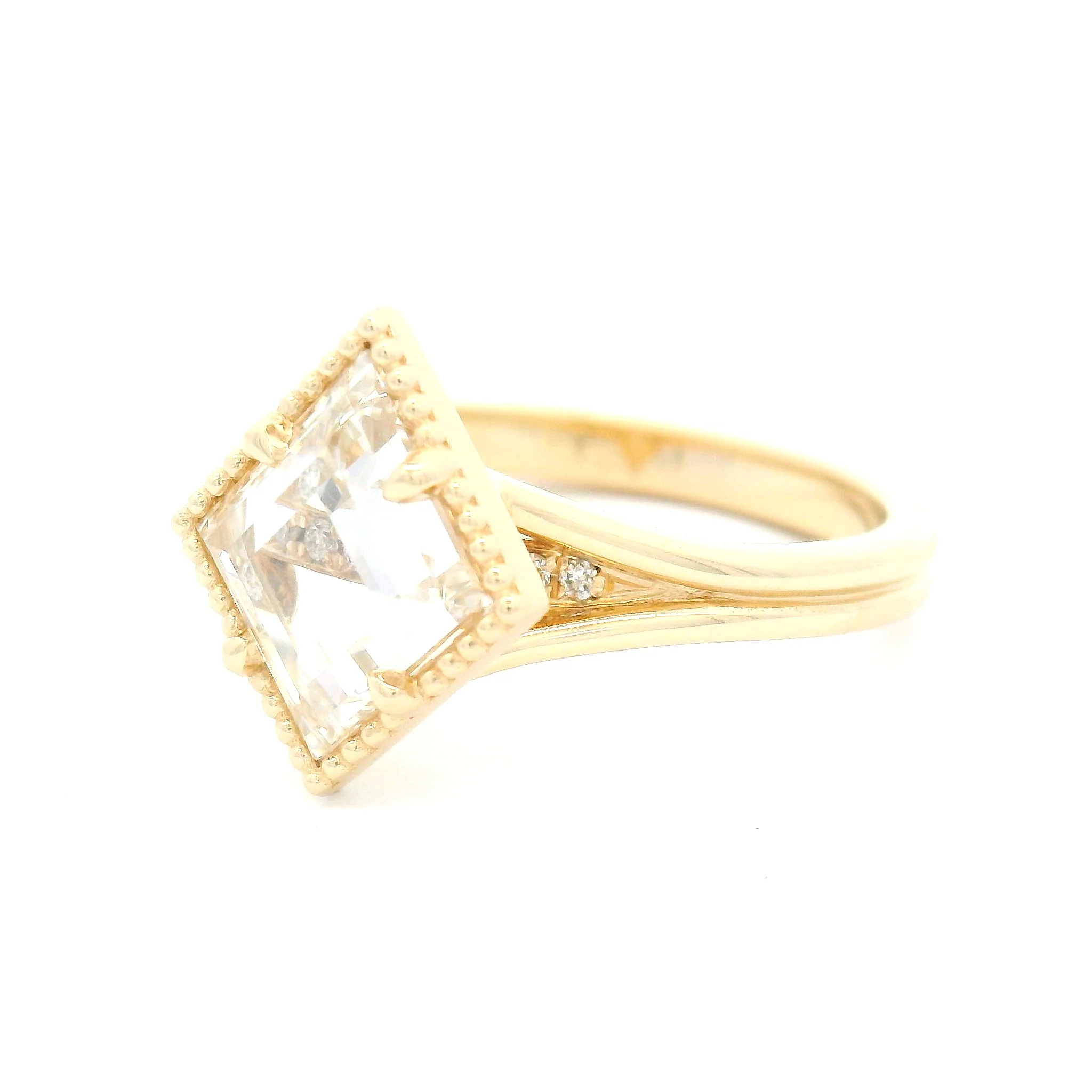 14k Yellow Ring with 1.1ct Lab-Grown Rose-Cut Diamond and Accent Diamonds - Image 2