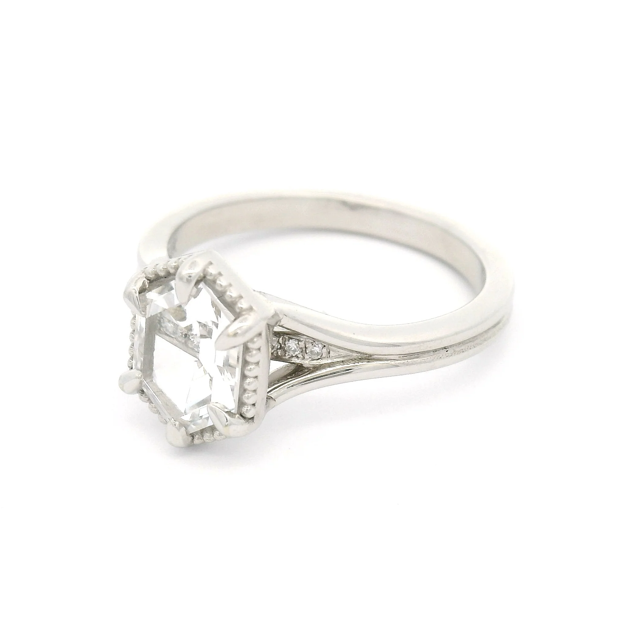 14k White Ring with 1.33ct Lab-Grown White Sapphire and Accent Lab Diamonds - Image 2