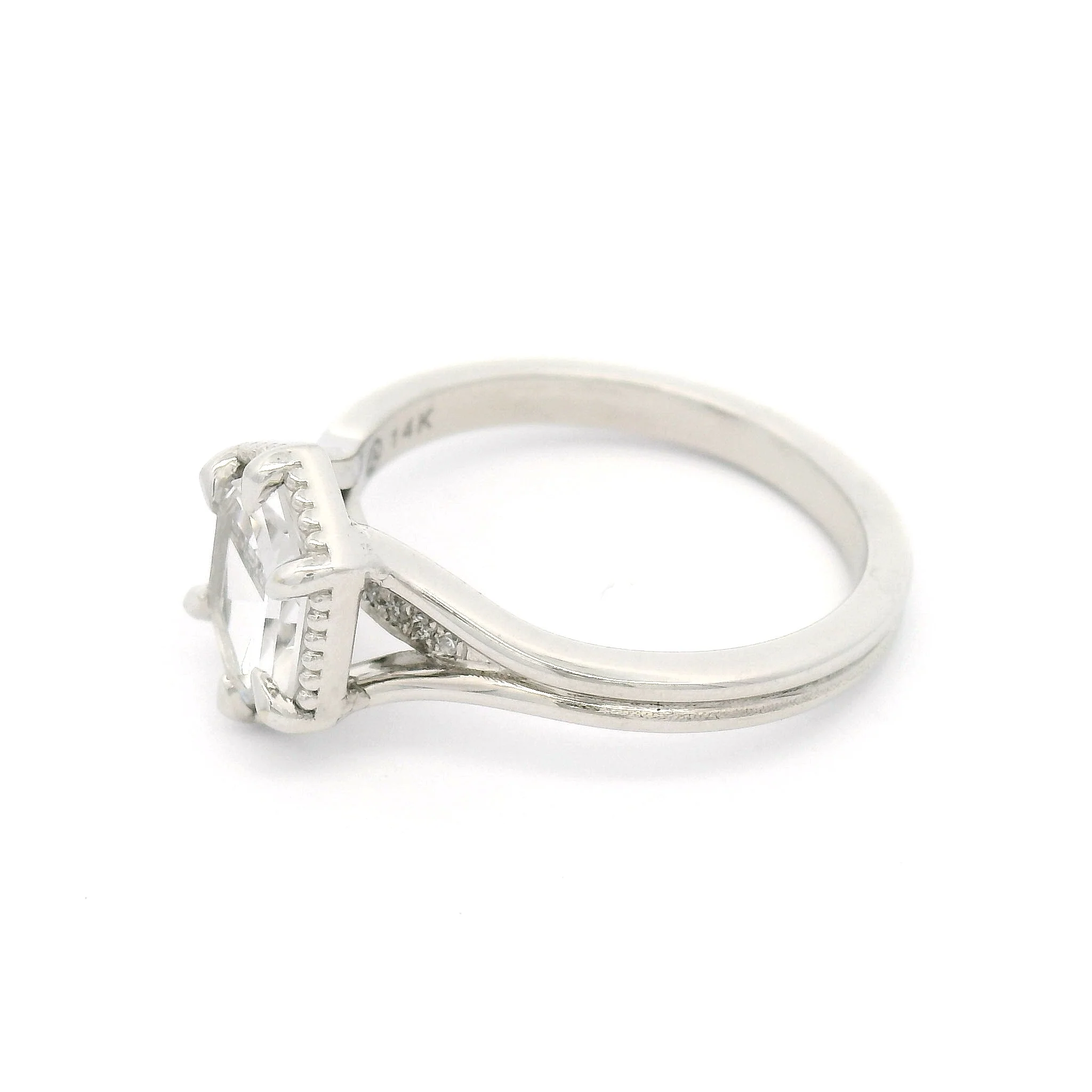 14k White Ring with 1.33ct Lab-Grown White Sapphire and Accent Lab Diamonds - Image 3