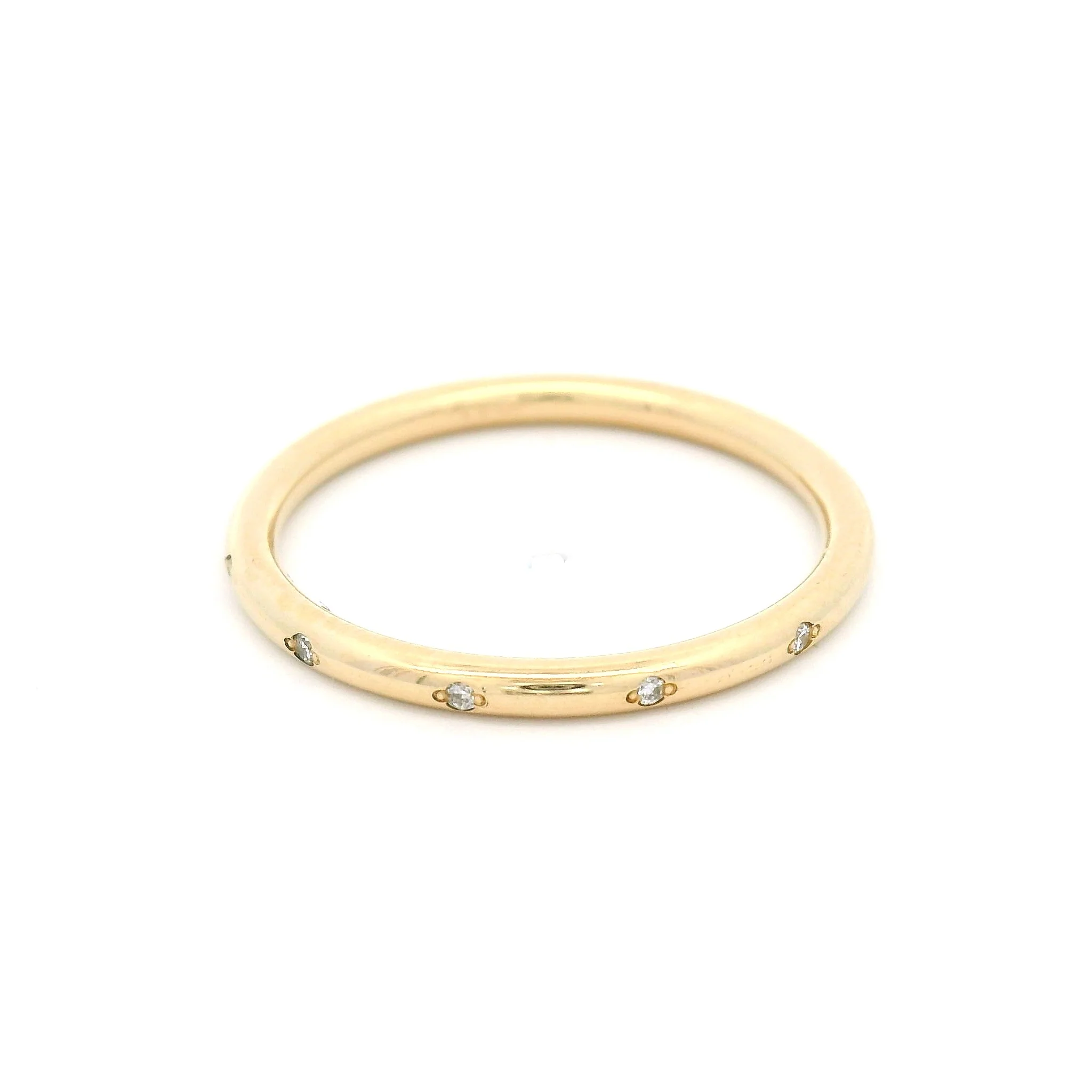 14k Yellow 1.7mm Wide Round Profile Band with Accent Lab-Grown Diamonds - Image 2