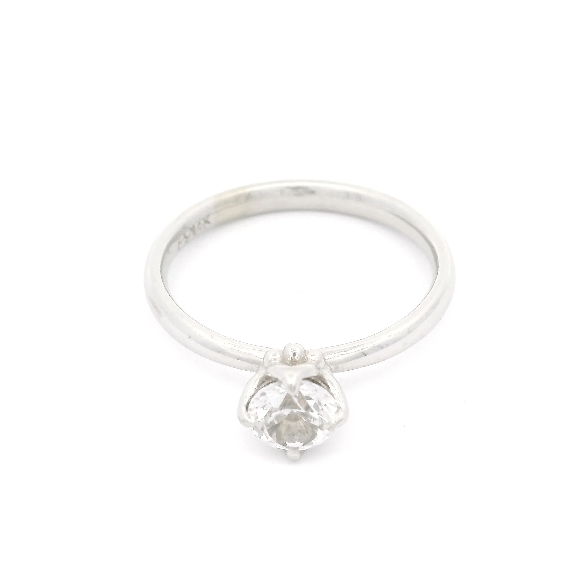 14k White Solitaire with 0.50ct Round Lab-Grown Sapphire - Image 3